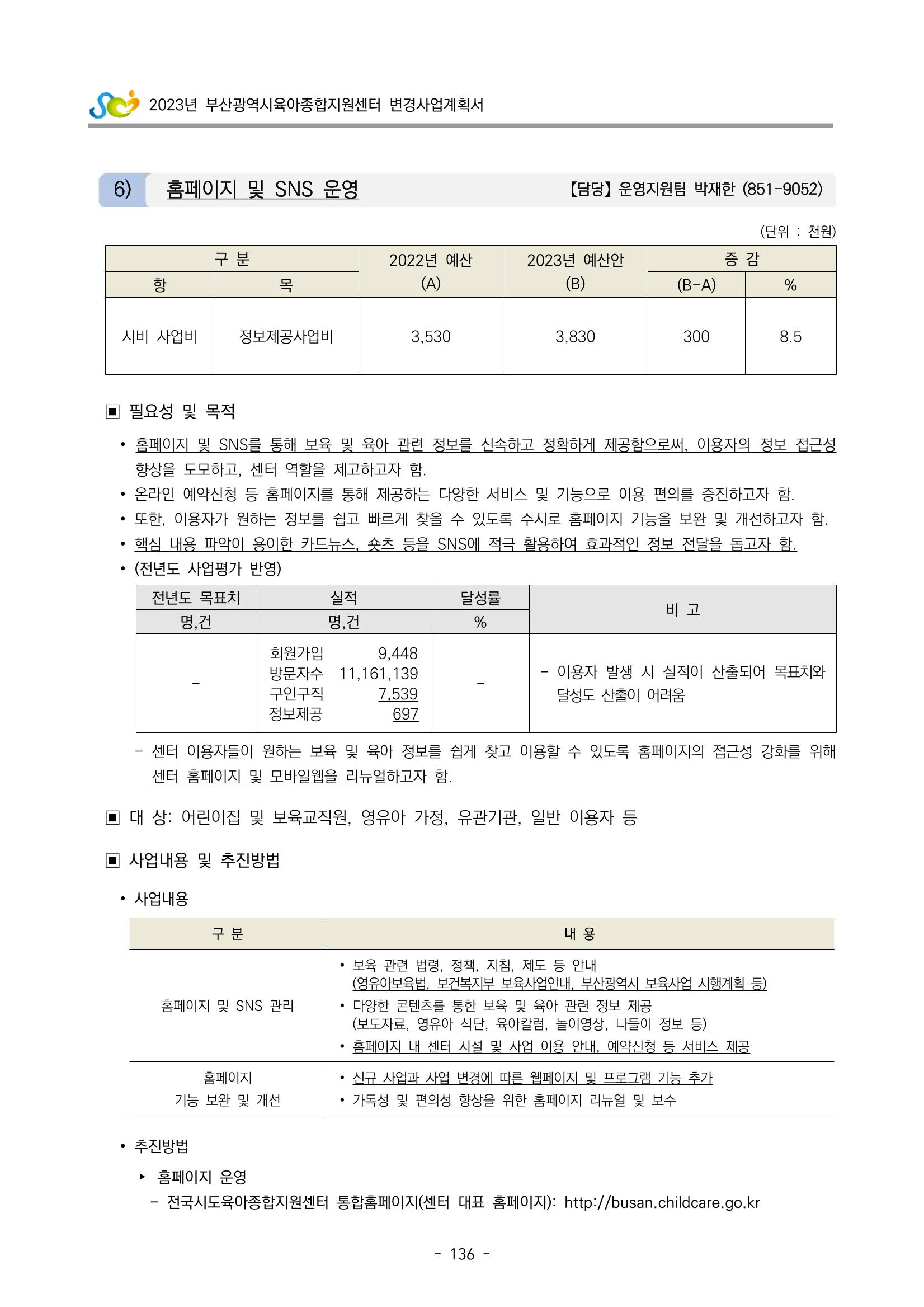 2023 부산광역시육아종합지원센터 변경사업계획서 138페이지