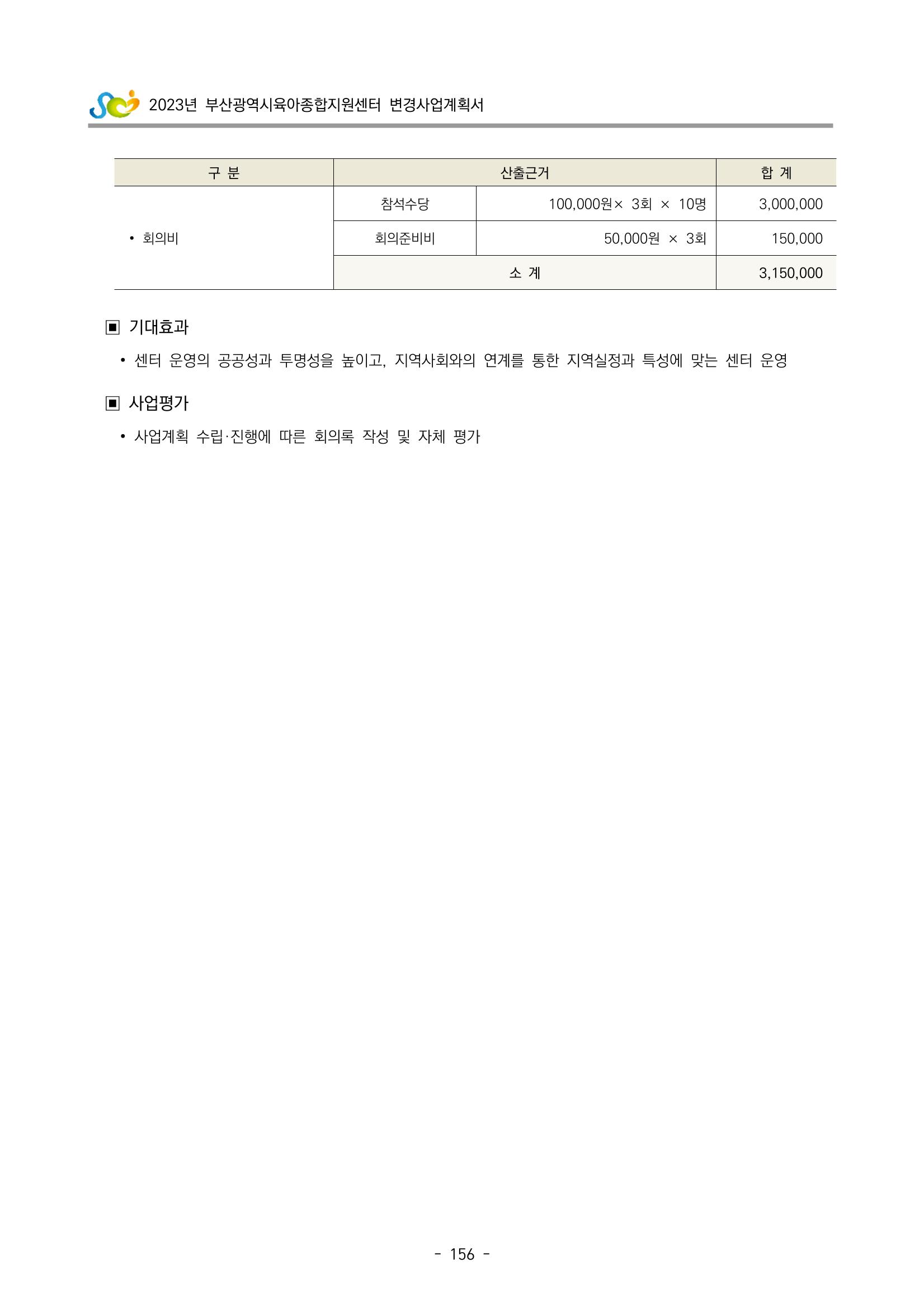2023 부산광역시육아종합지원센터 변경사업계획서 158페이지