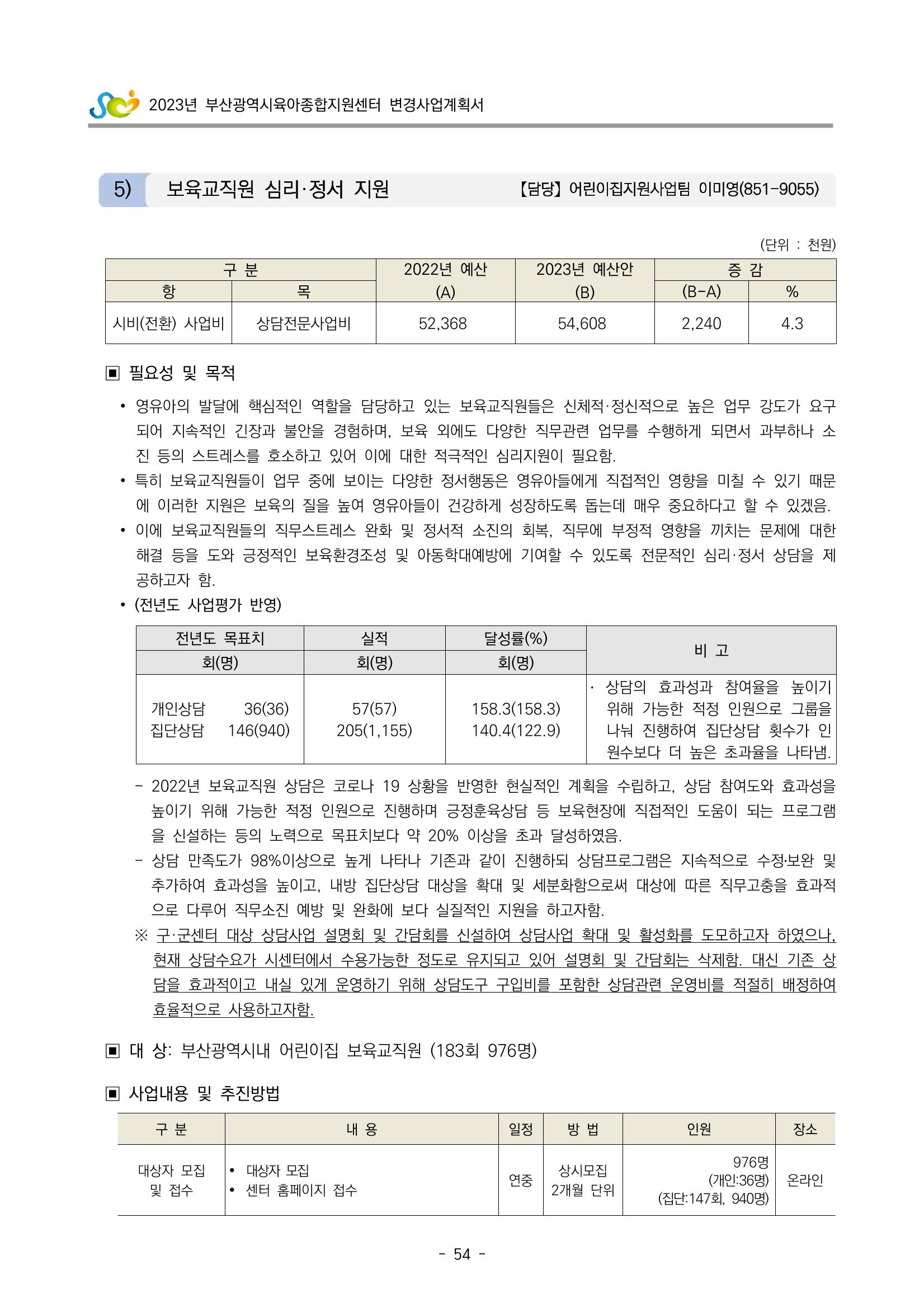 2023 부산광역시육아종합지원센터 변경사업계획서 56페이지