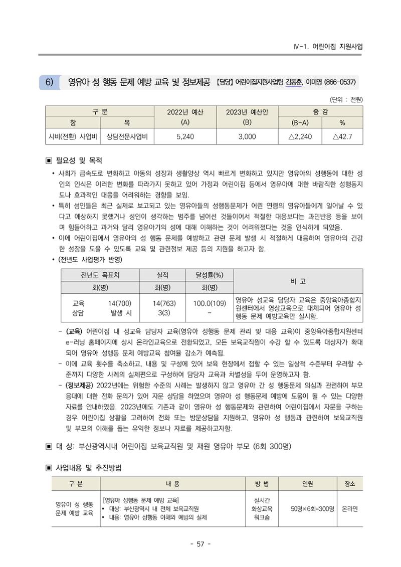 2023 부산광역시육아종합지원센터 변경사업계획서 59페이지