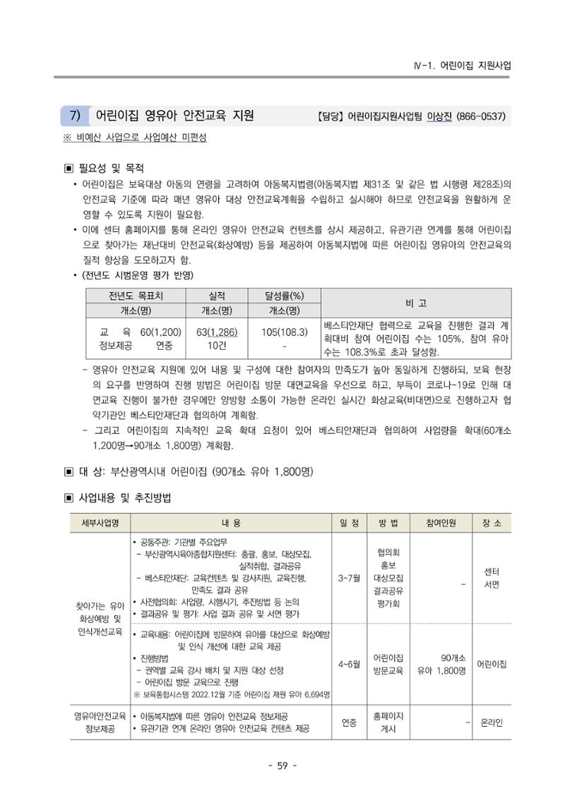 2023 부산광역시육아종합지원센터 변경사업계획서 61페이지