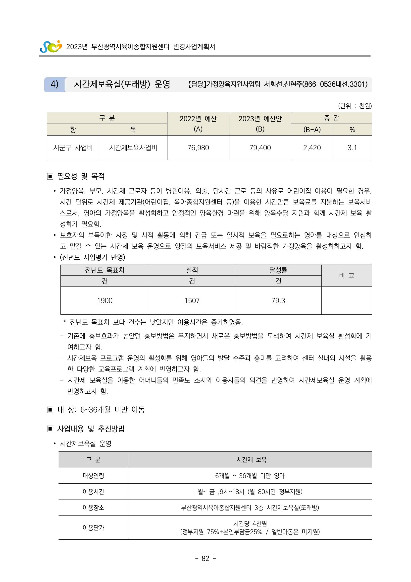 2023 부산광역시육아종합지원센터 변경사업계획서 84페이지