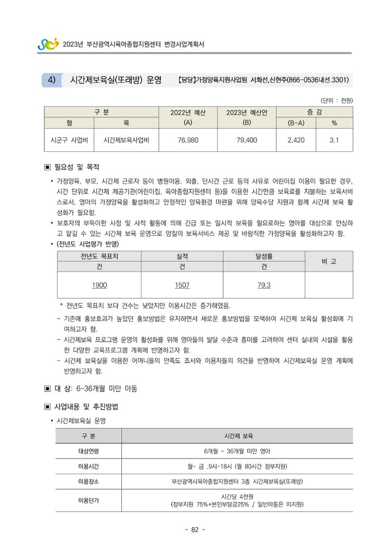 2023 부산광역시육아종합지원센터 변경사업계획서 84페이지