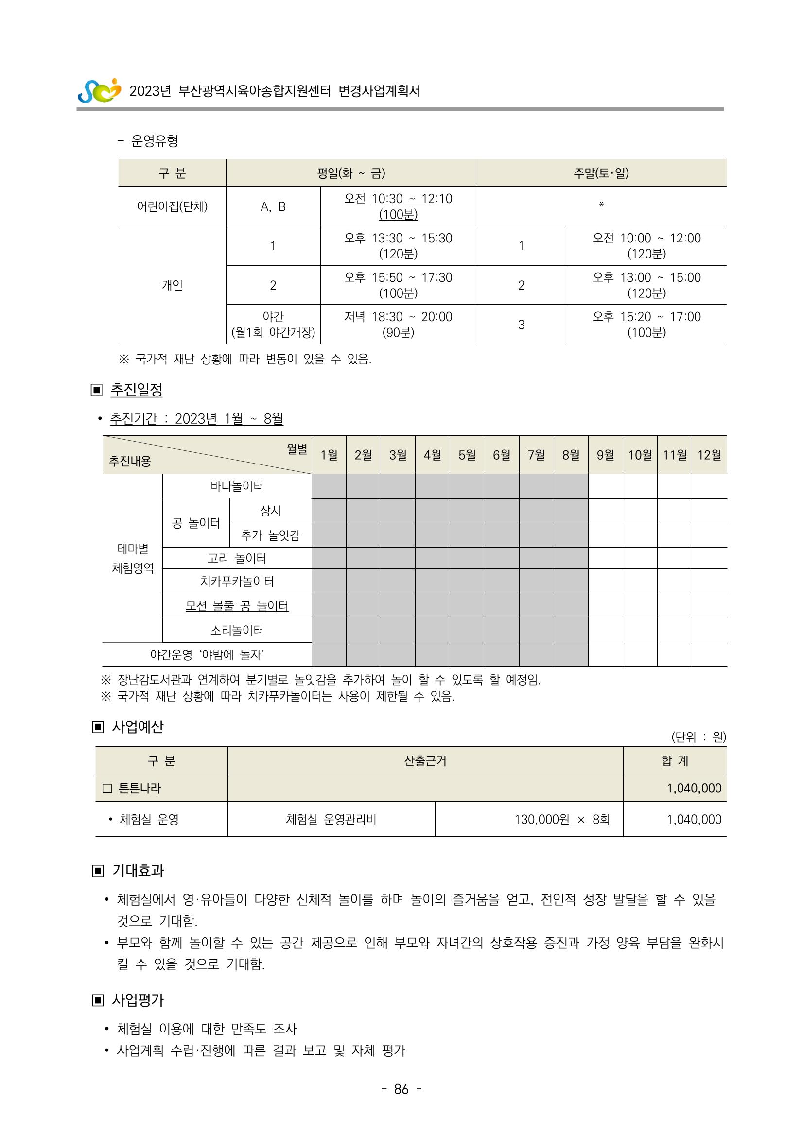 2023 부산광역시육아종합지원센터 변경사업계획서 88페이지