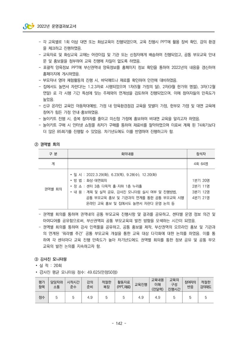 2022 부산광역시육아종합지원센터 운영결과보고서 144페이지