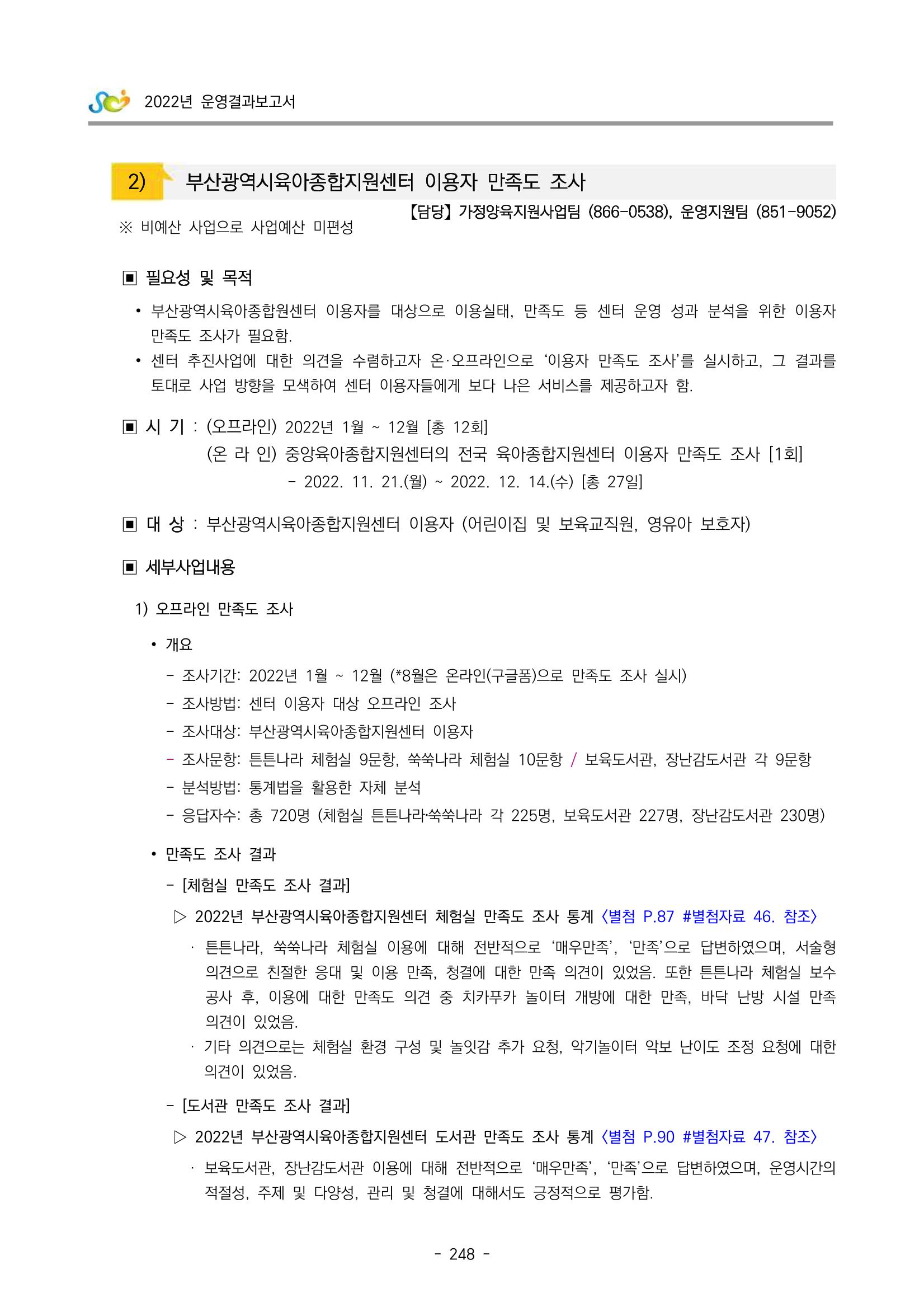 2022 부산광역시육아종합지원센터 운영결과보고서 250페이지