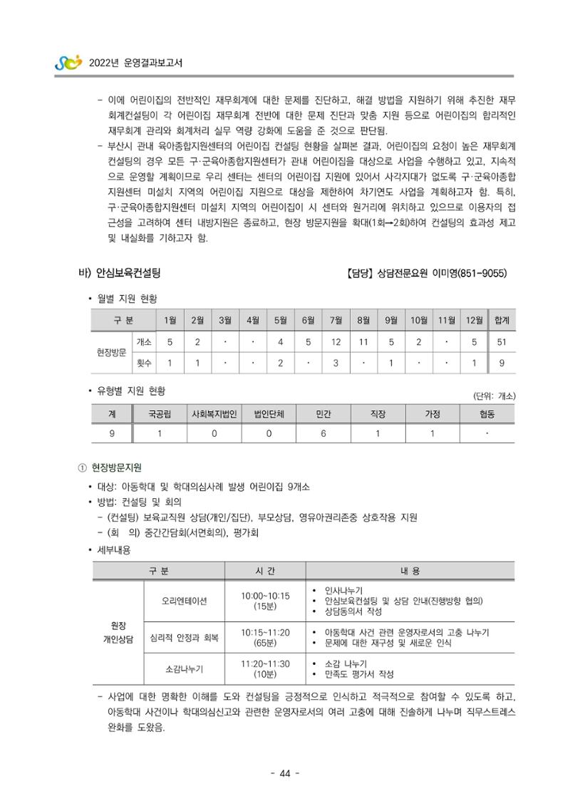 2022 부산광역시육아종합지원센터 운영결과보고서 46페이지