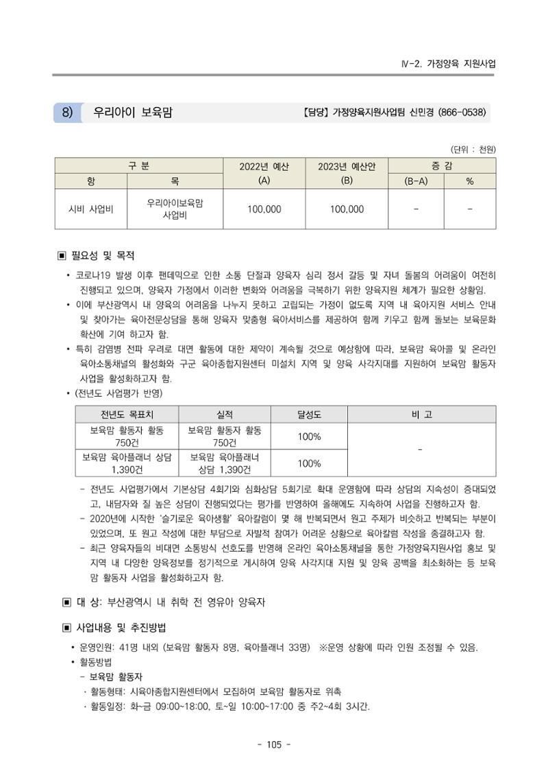 2023 부산광역시육아종합지원센터 사업계획서 107페이지