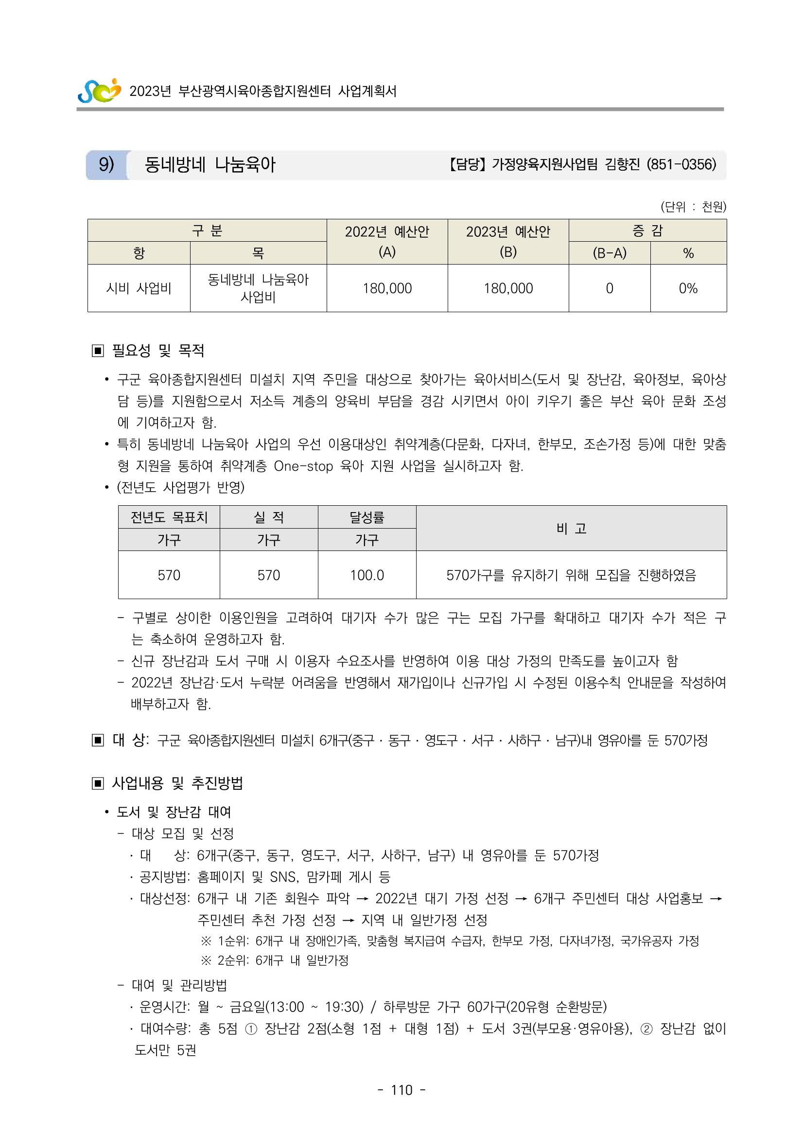 2023 부산광역시육아종합지원센터 사업계획서 112페이지