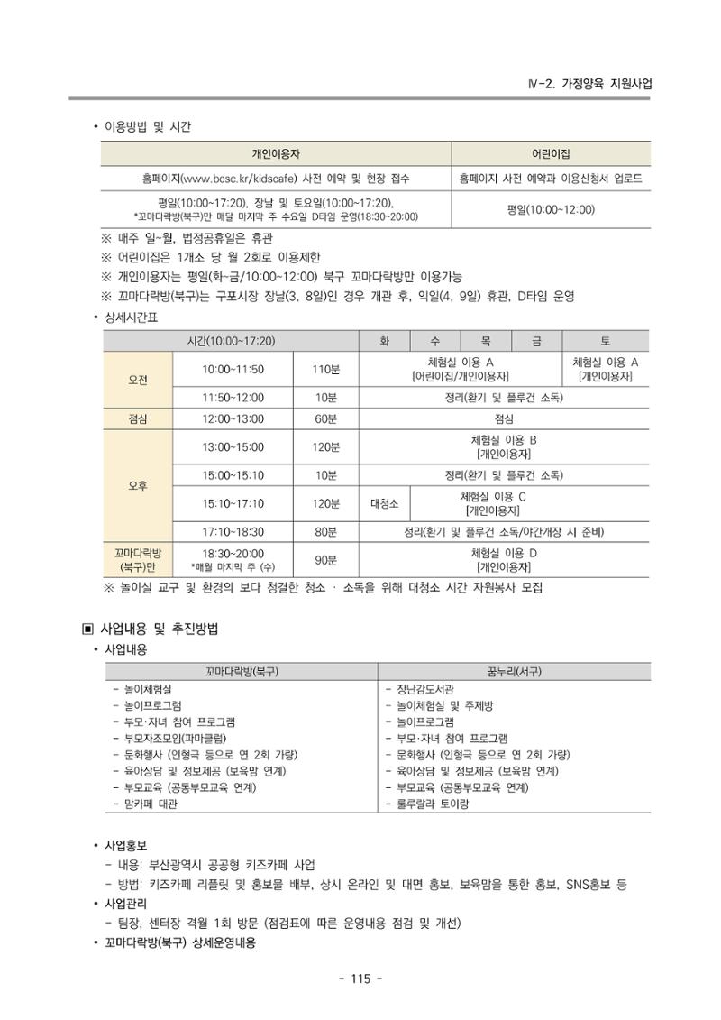 2023 부산광역시육아종합지원센터 사업계획서 117페이지