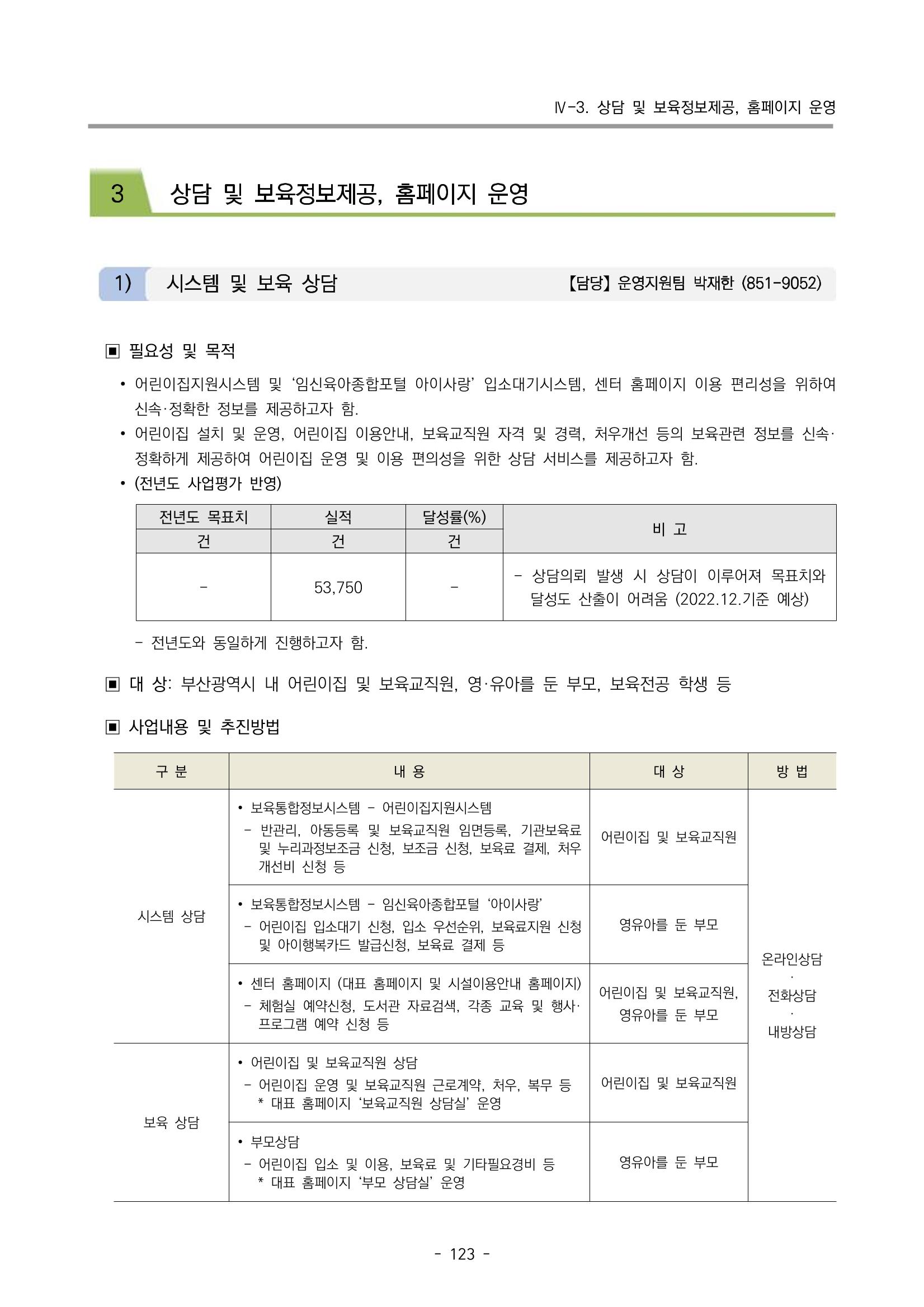 2023 부산광역시육아종합지원센터 사업계획서 125페이지