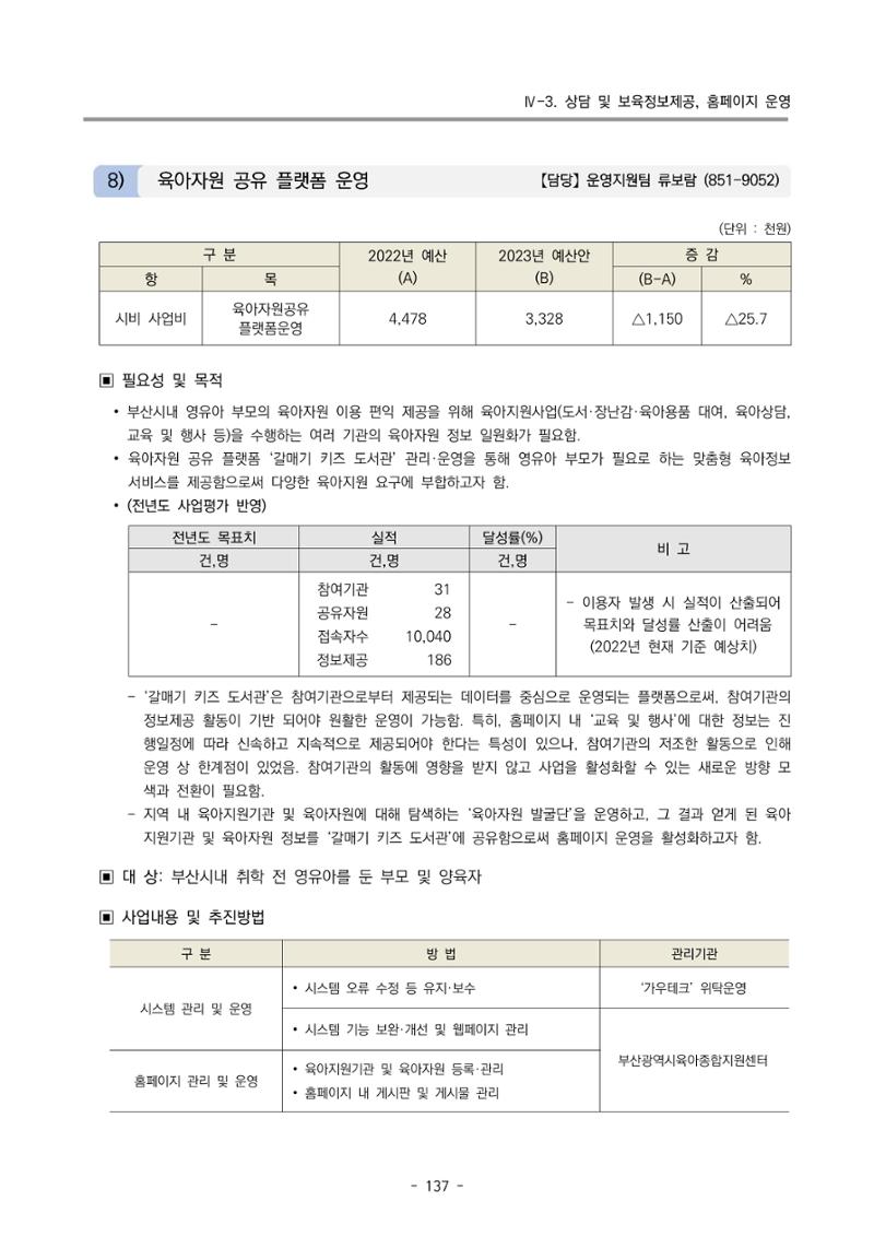 2023 부산광역시육아종합지원센터 사업계획서 139페이지