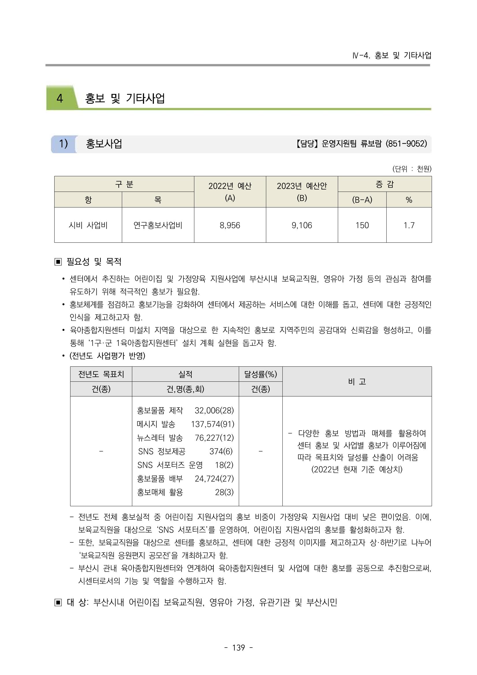 2023 부산광역시육아종합지원센터 사업계획서 141페이지