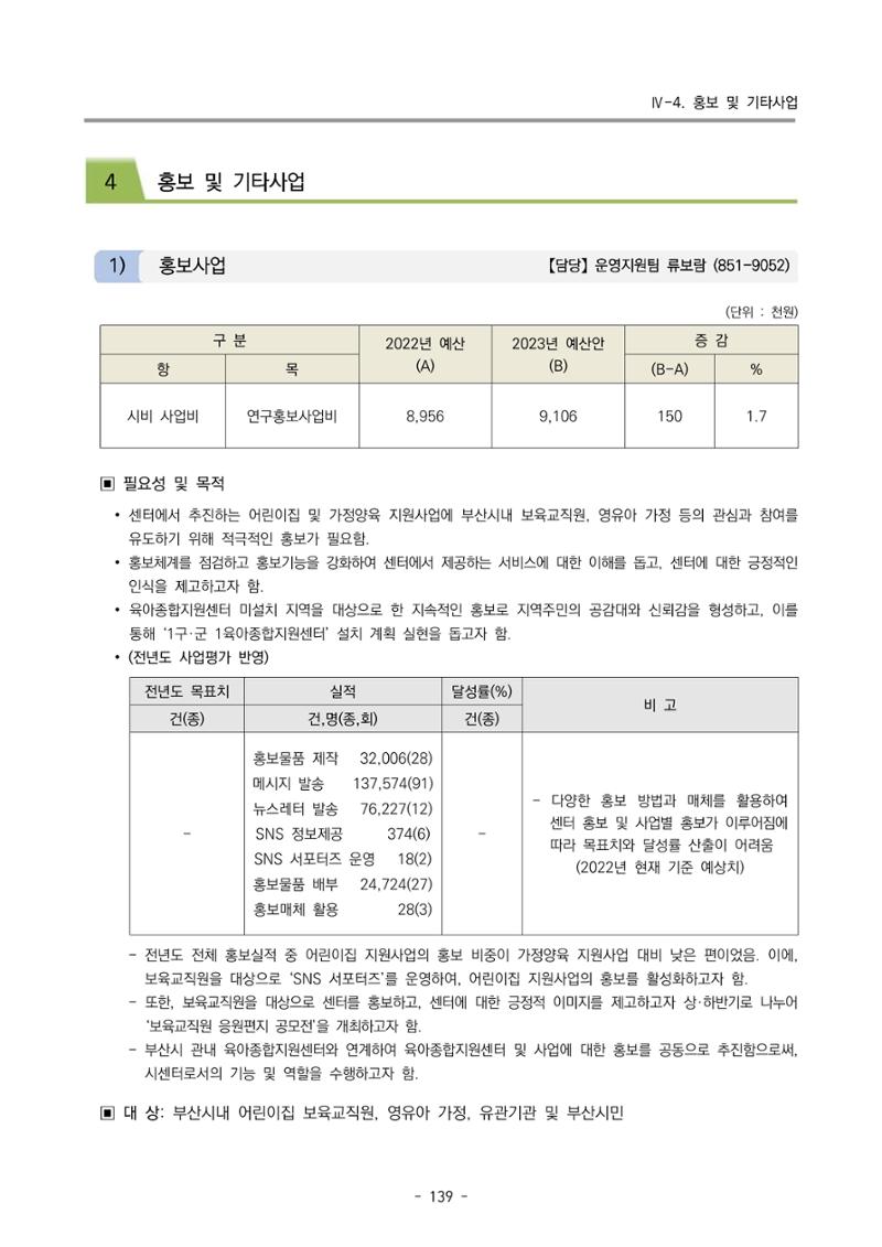 2023 부산광역시육아종합지원센터 사업계획서 141페이지