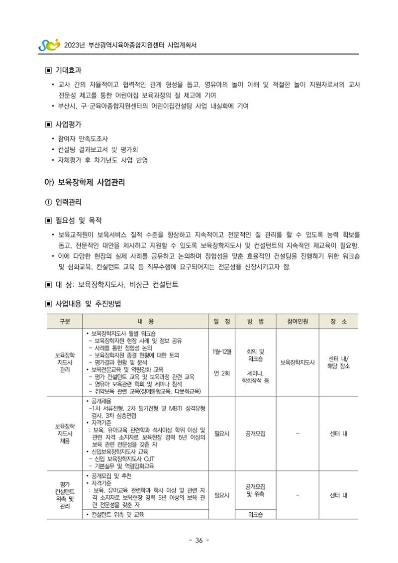 2023 부산광역시육아종합지원센터 사업계획서 38페이지