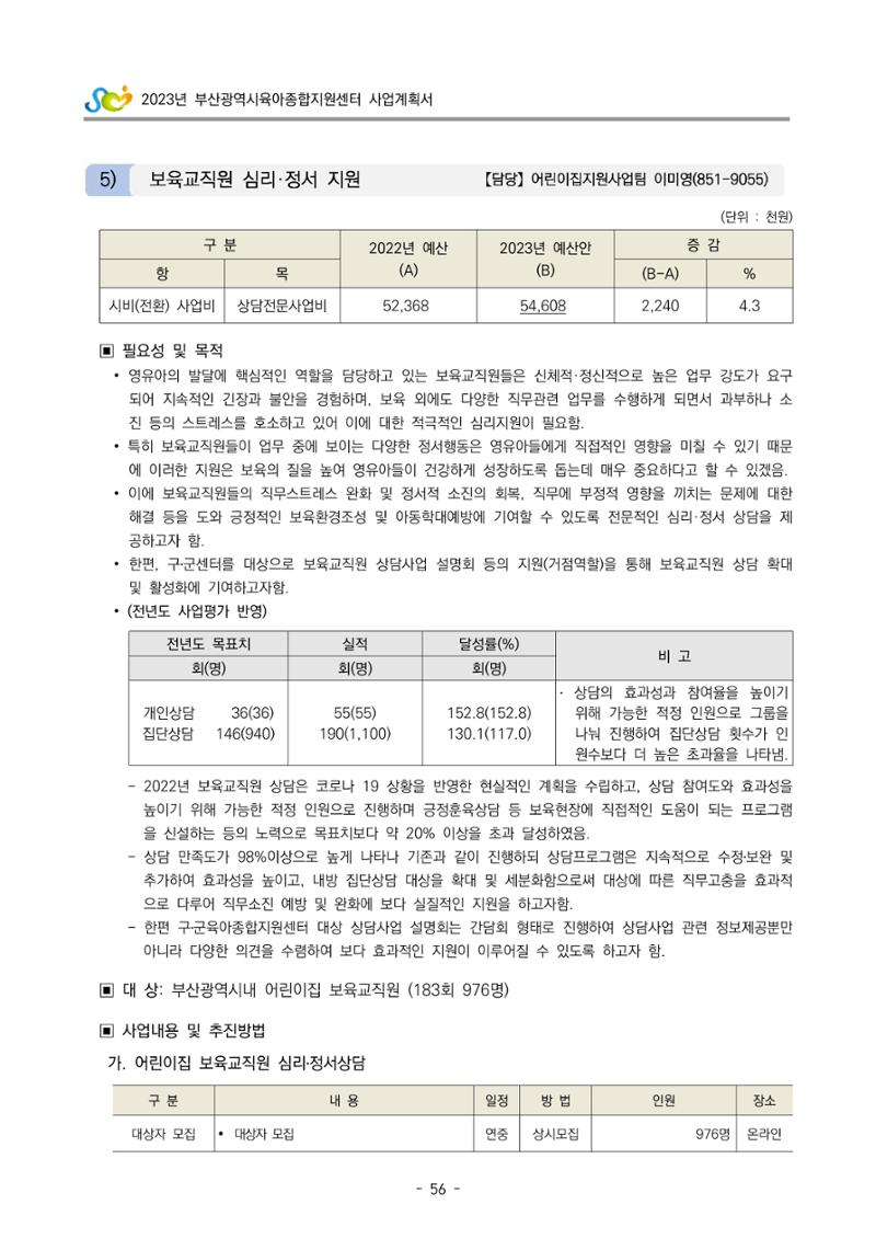 2023 부산광역시육아종합지원센터 사업계획서 58페이지
