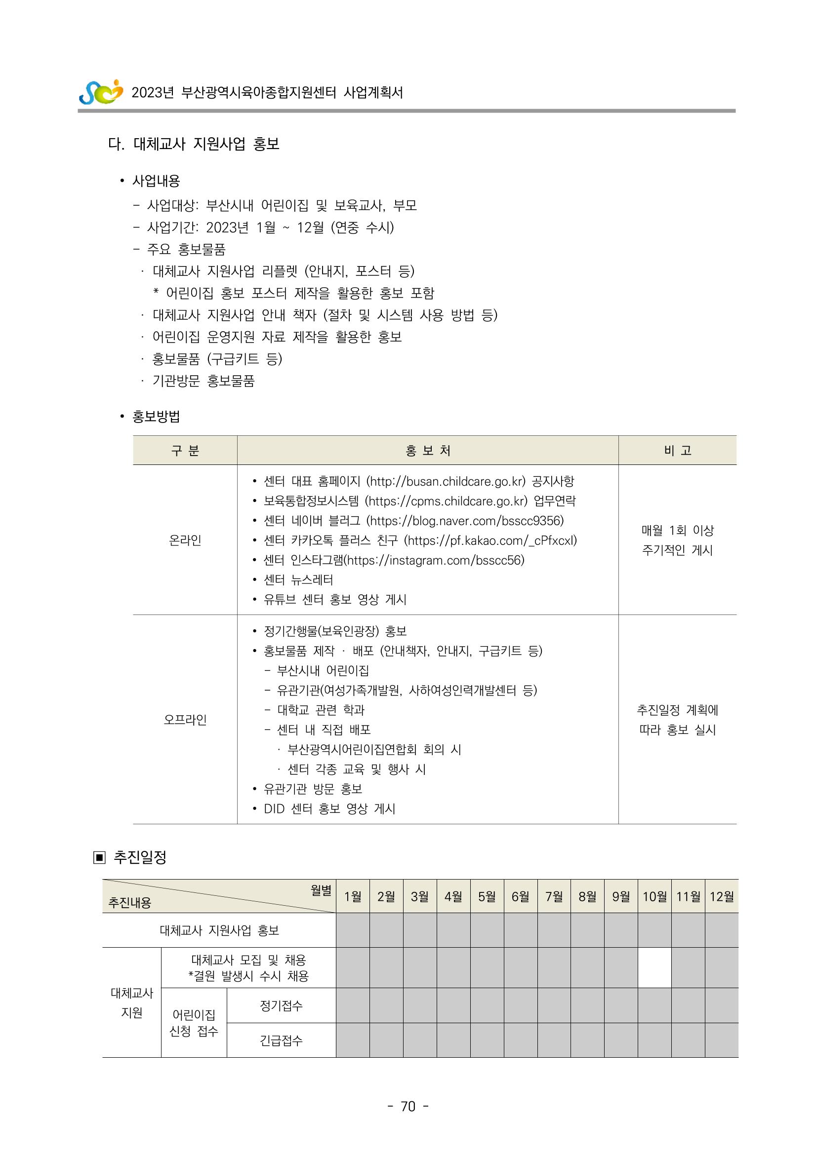 2023 부산광역시육아종합지원센터 사업계획서 72페이지