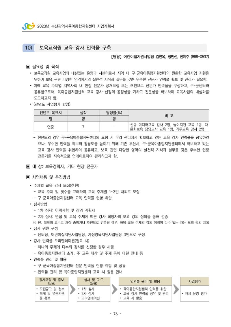 2023 부산광역시육아종합지원센터 사업계획서 78페이지