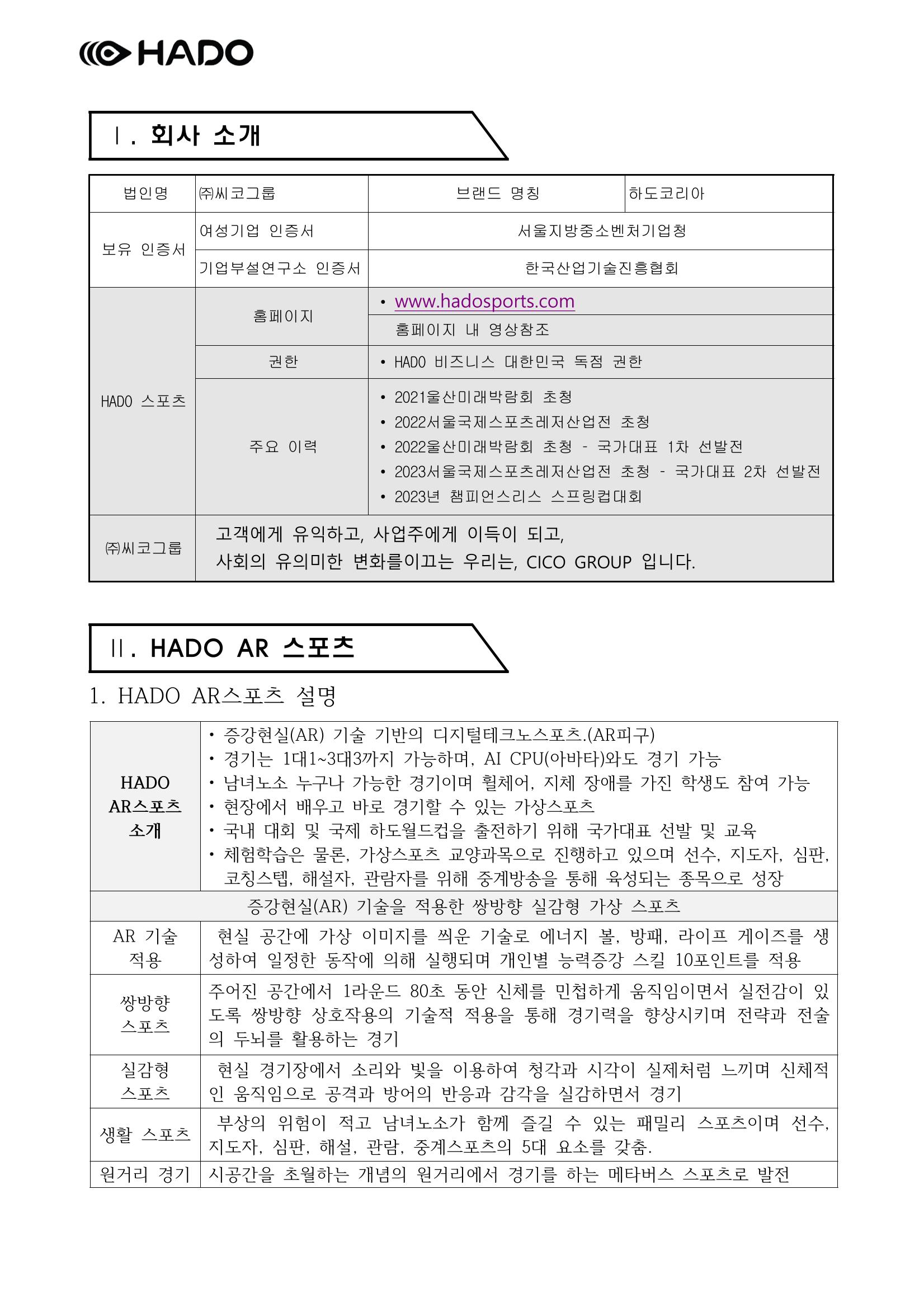 2023년 HADO AR스포츠 소개서 2페이지