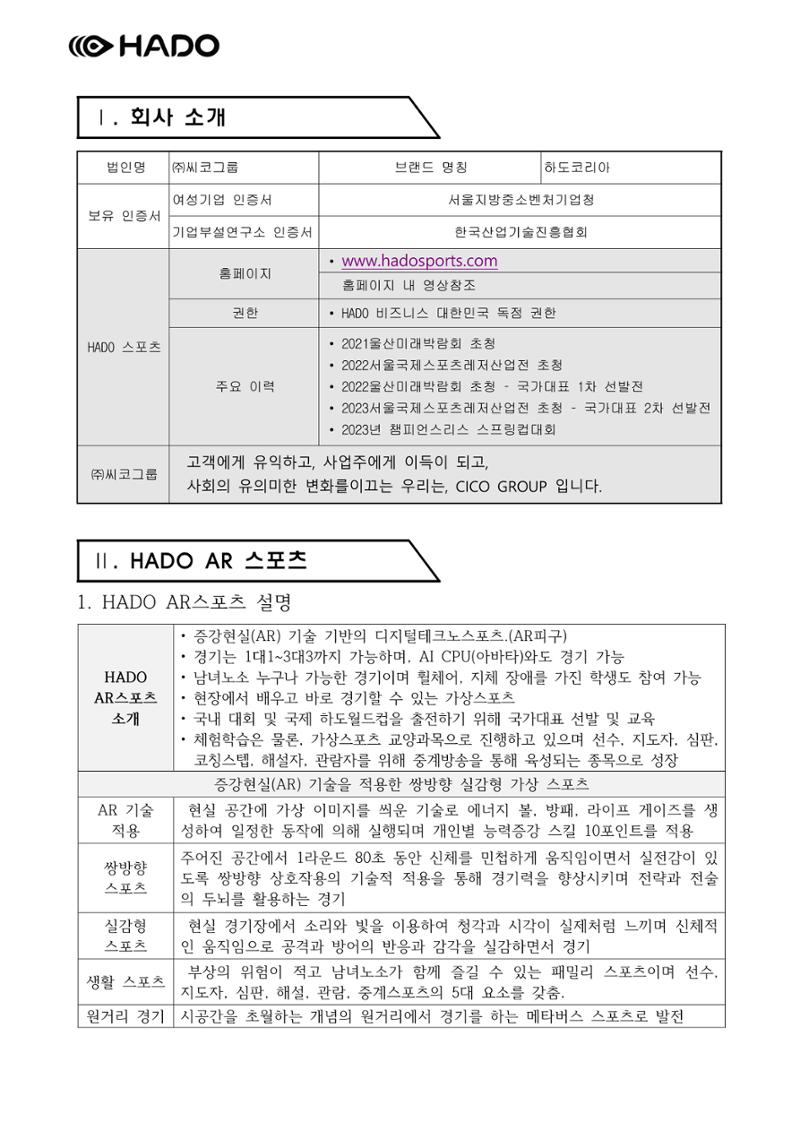 2023년 HADO AR스포츠 소개서 2페이지