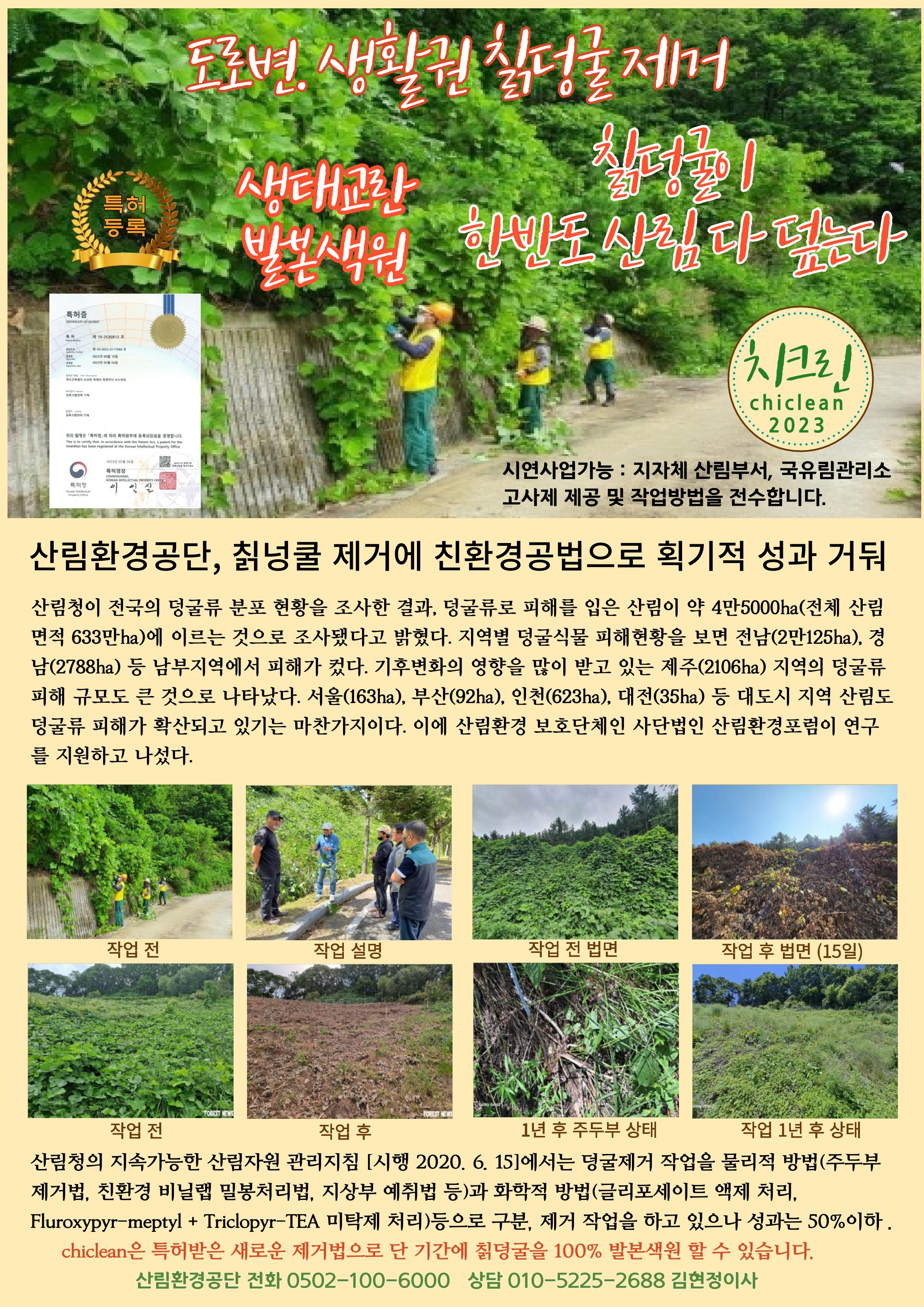 칡넝굴제거에 친환경공법으로 특허등록 1페이지