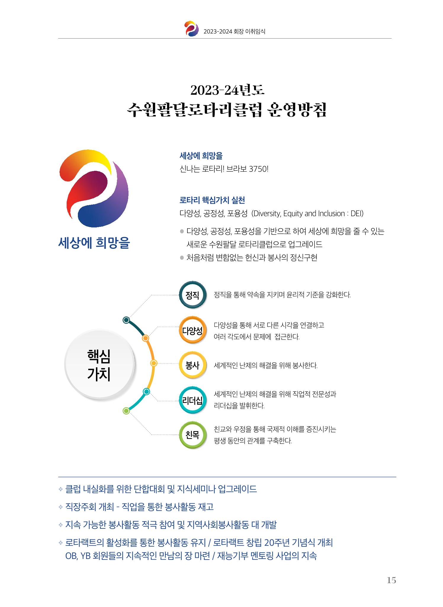 수원팔달로타리클럽 2023-24 회장 이취임식 17페이지