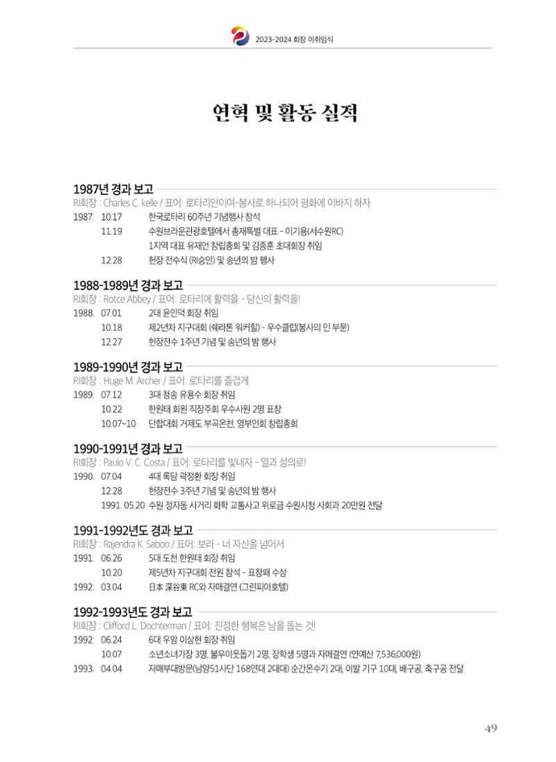 수원팔달로타리클럽 2023-24 회장 이취임식 51페이지