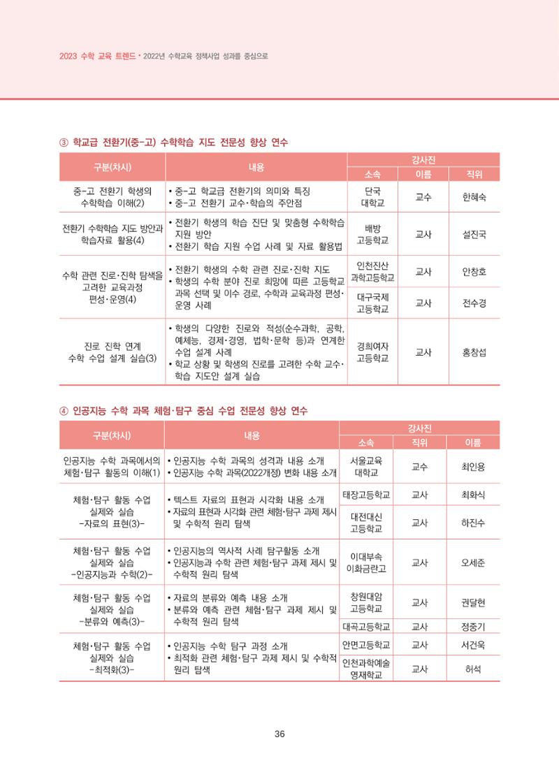 2023년 수학교육 트렌드 -2022년 수학교육 정책사업 성과를 중심으로- 연차보고서 42페이지
