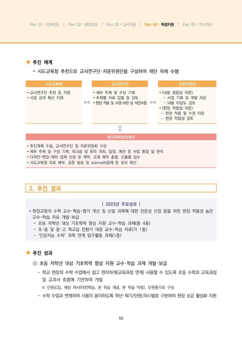 2023년 수학교육 트렌드 -2022년 수학교육 정책사업 성과를 중심으로- 연차보고서 61페이지