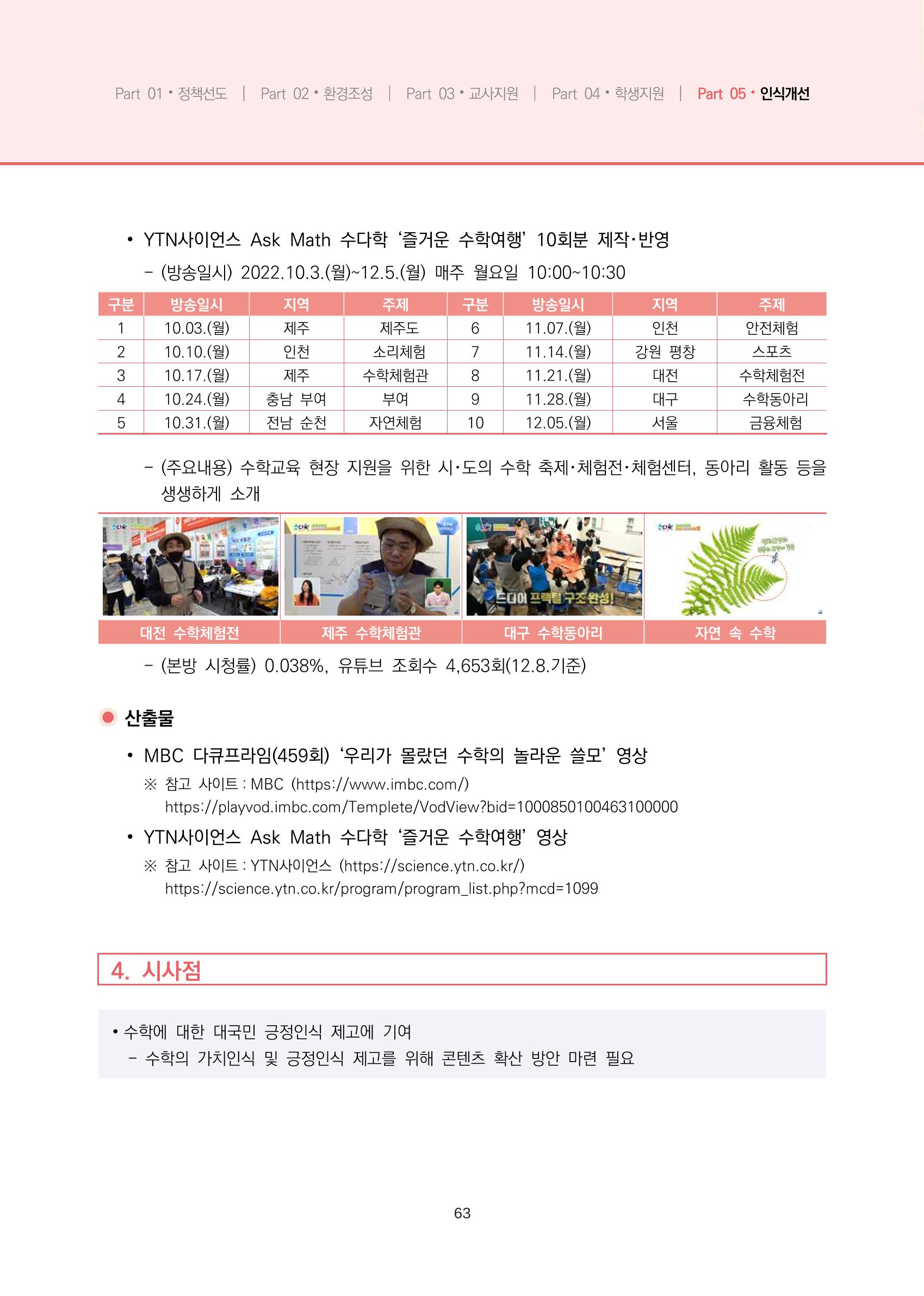 2023년 수학교육 트렌드 -2022년 수학교육 정책사업 성과를 중심으로- 연차보고서 69페이지