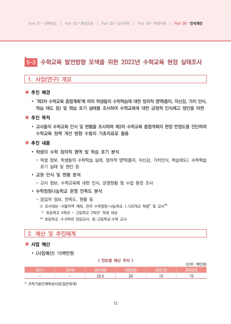 2023년 수학교육 트렌드 -2022년 수학교육 정책사업 성과를 중심으로- 연차보고서 77페이지