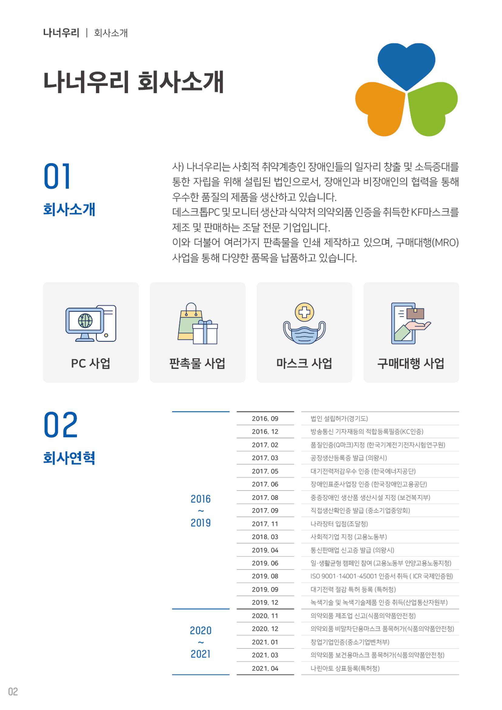 사단법인 나너우리 카달로그 2페이지