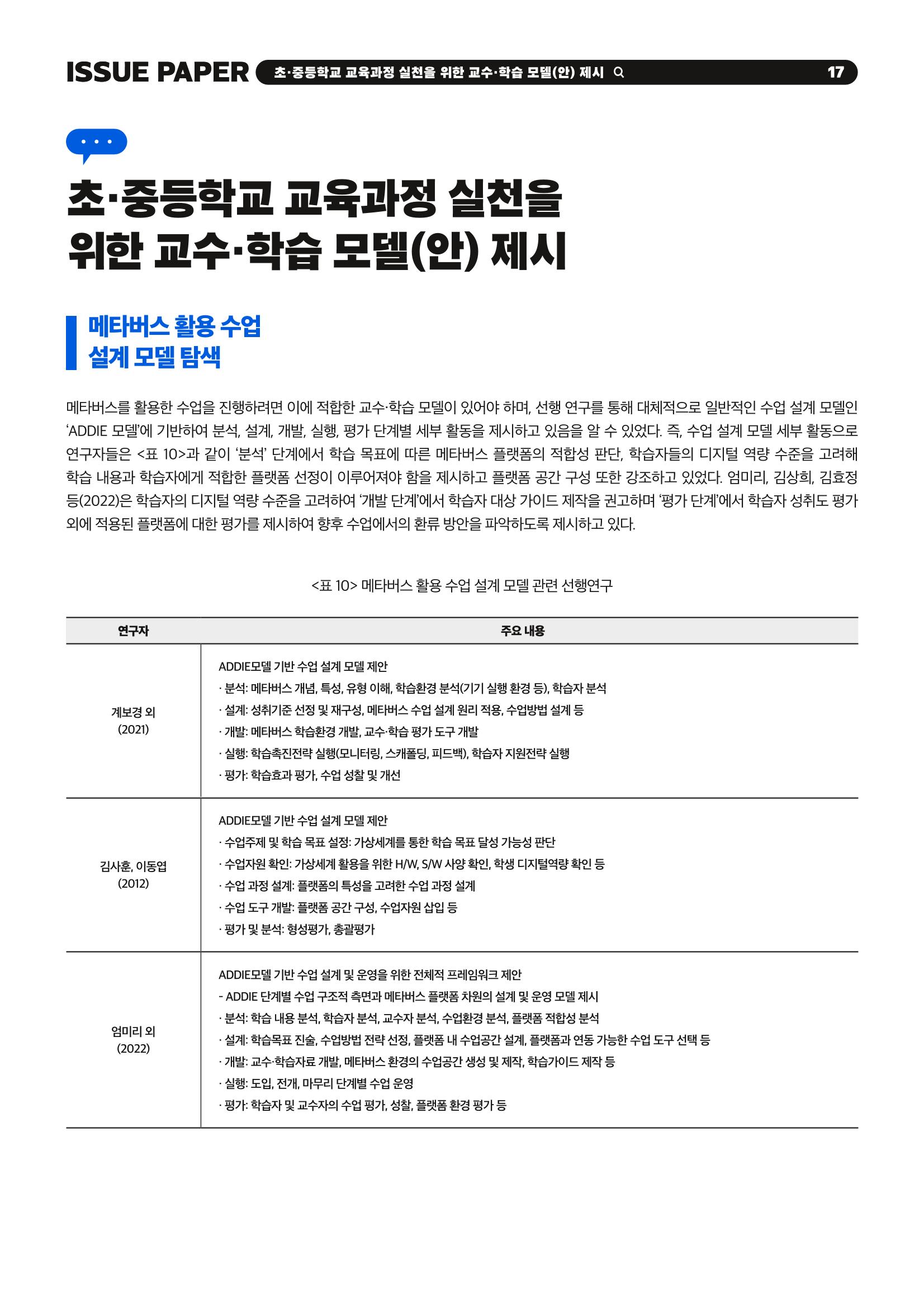 이슈페이퍼 2023-2호_미래인재 육성을 위한 메타버스 활용 교수학습 혁신 방안 17페이지