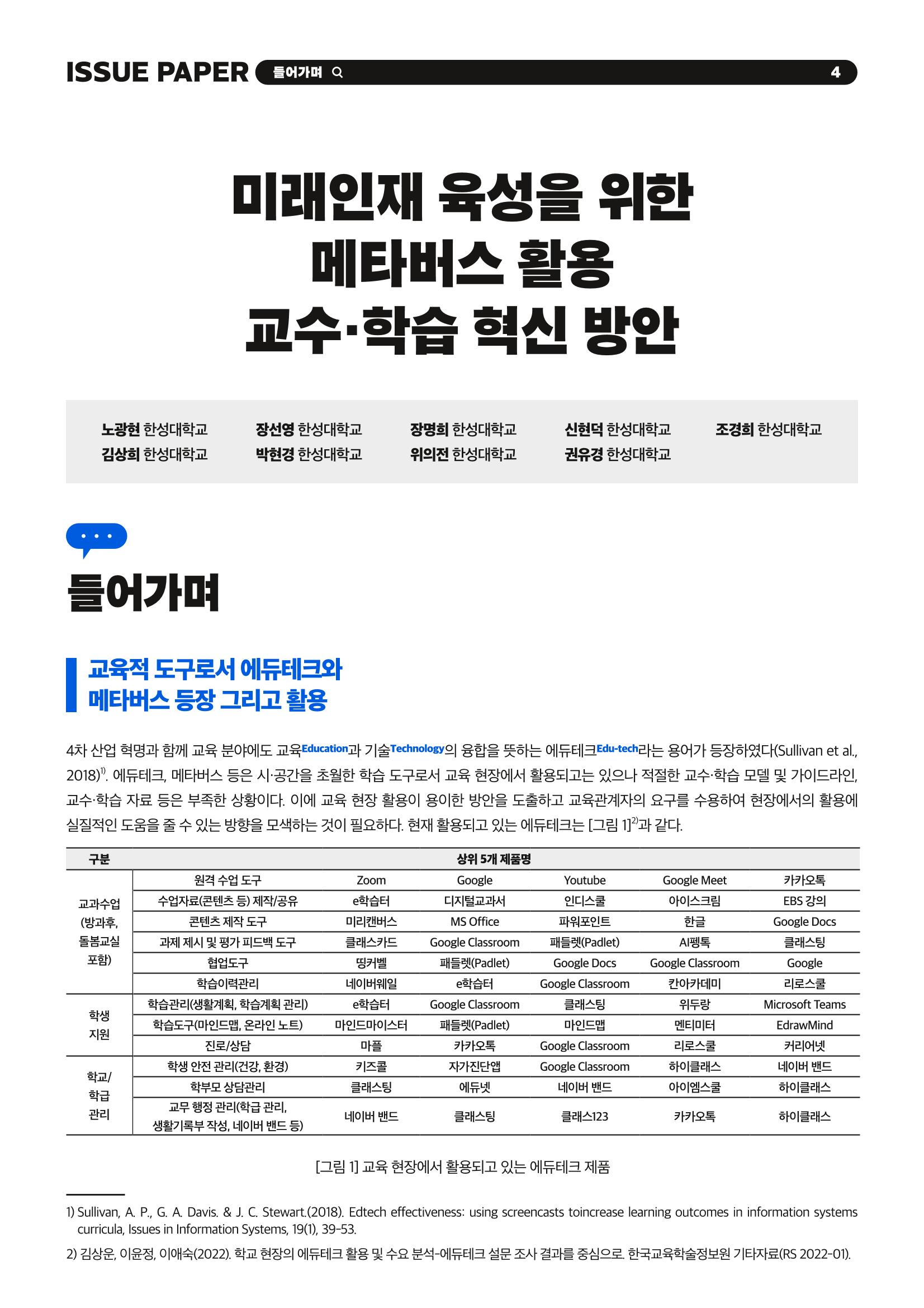이슈페이퍼 2023-2호_미래인재 육성을 위한 메타버스 활용 교수학습 혁신 방안 4페이지