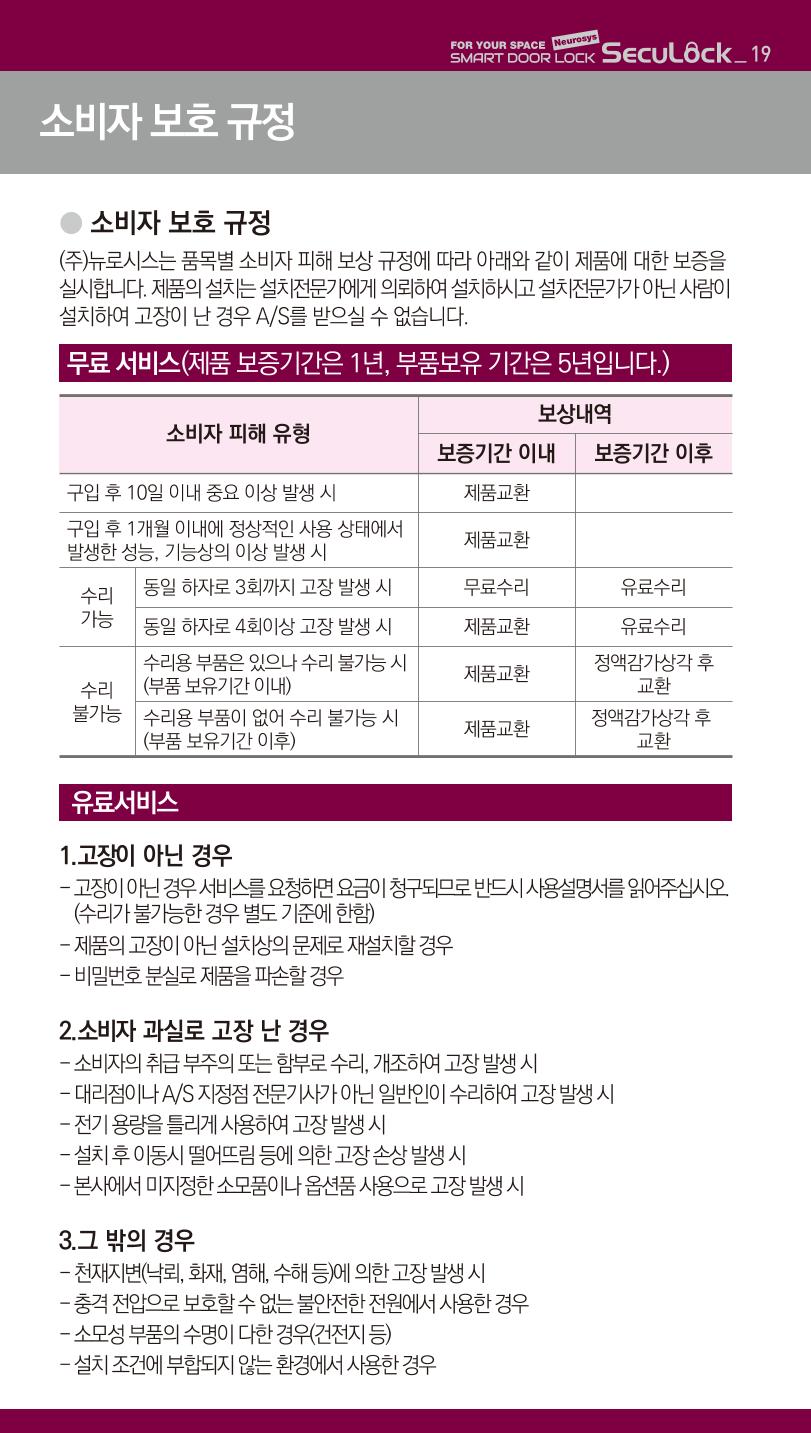 (설명서) 시큐락 ND-H1000 도어락 19페이지
