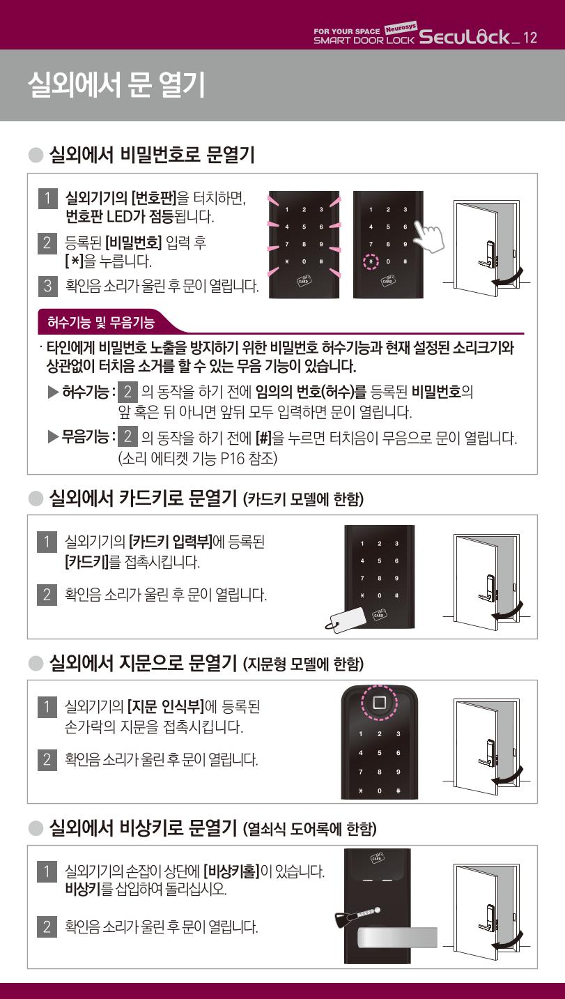 (설명서) 시큐락 ND-H1000 도어락 12페이지