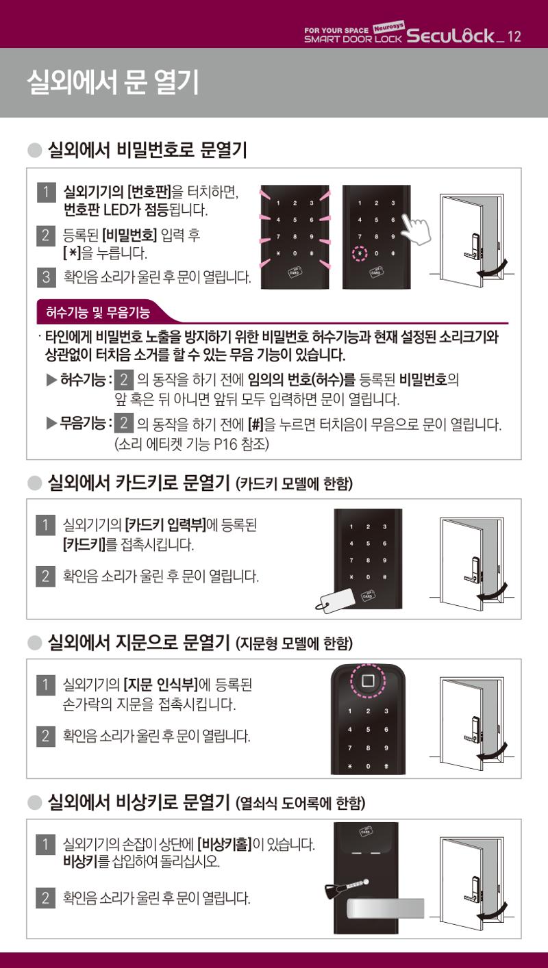(설명서) 시큐락 ND-H1000 도어락 12페이지