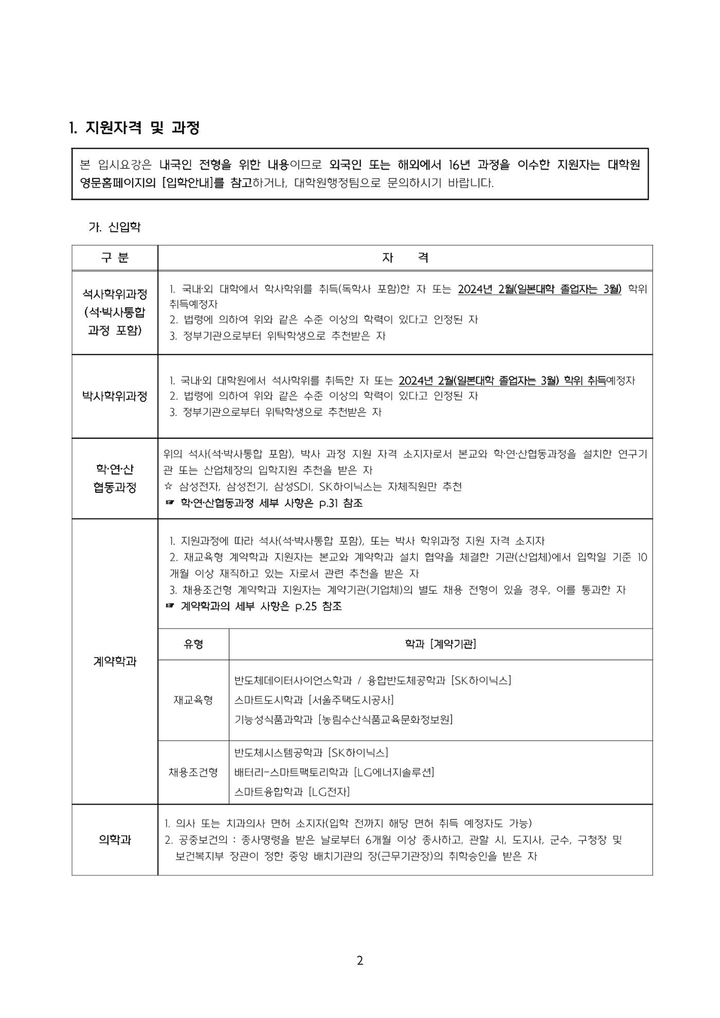 고려대학교 일반대학원 2024학년도 전기 신입학전형 2페이지