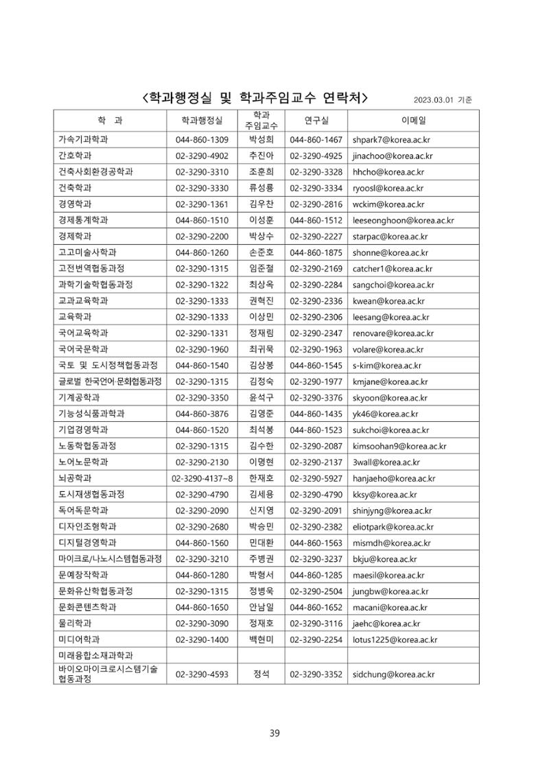 고려대학교 일반대학원 2023학년도 후기 신입학전형 39페이지