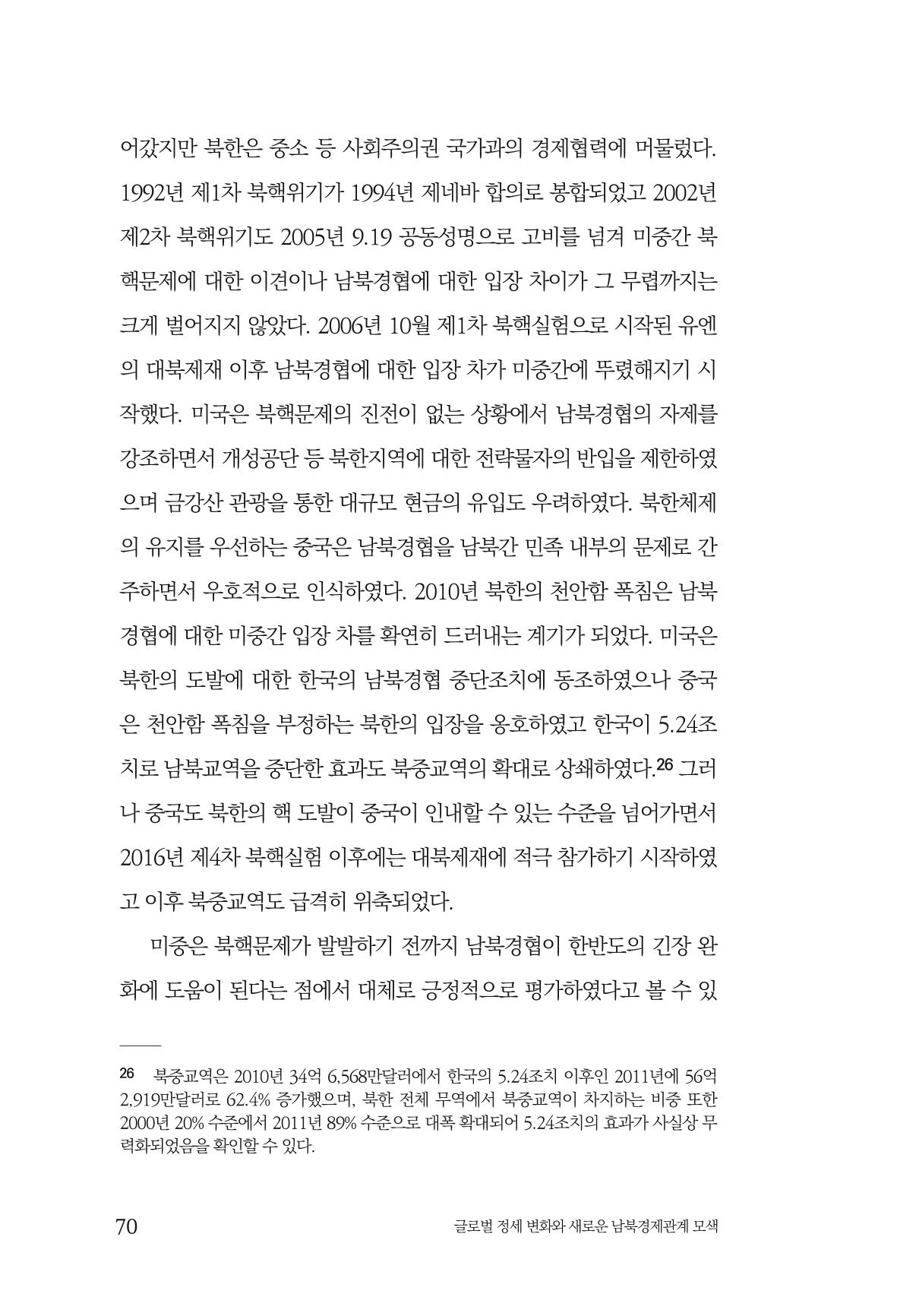 제4호 한백통일경제연구 <글로벌 정세 변화와 새로운 남북경제관계 모색> 72페이지
