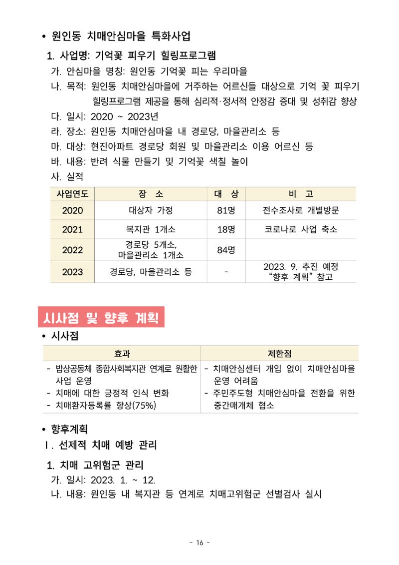 2023년 강원특별자치도 치매안심마을 사례집 16페이지