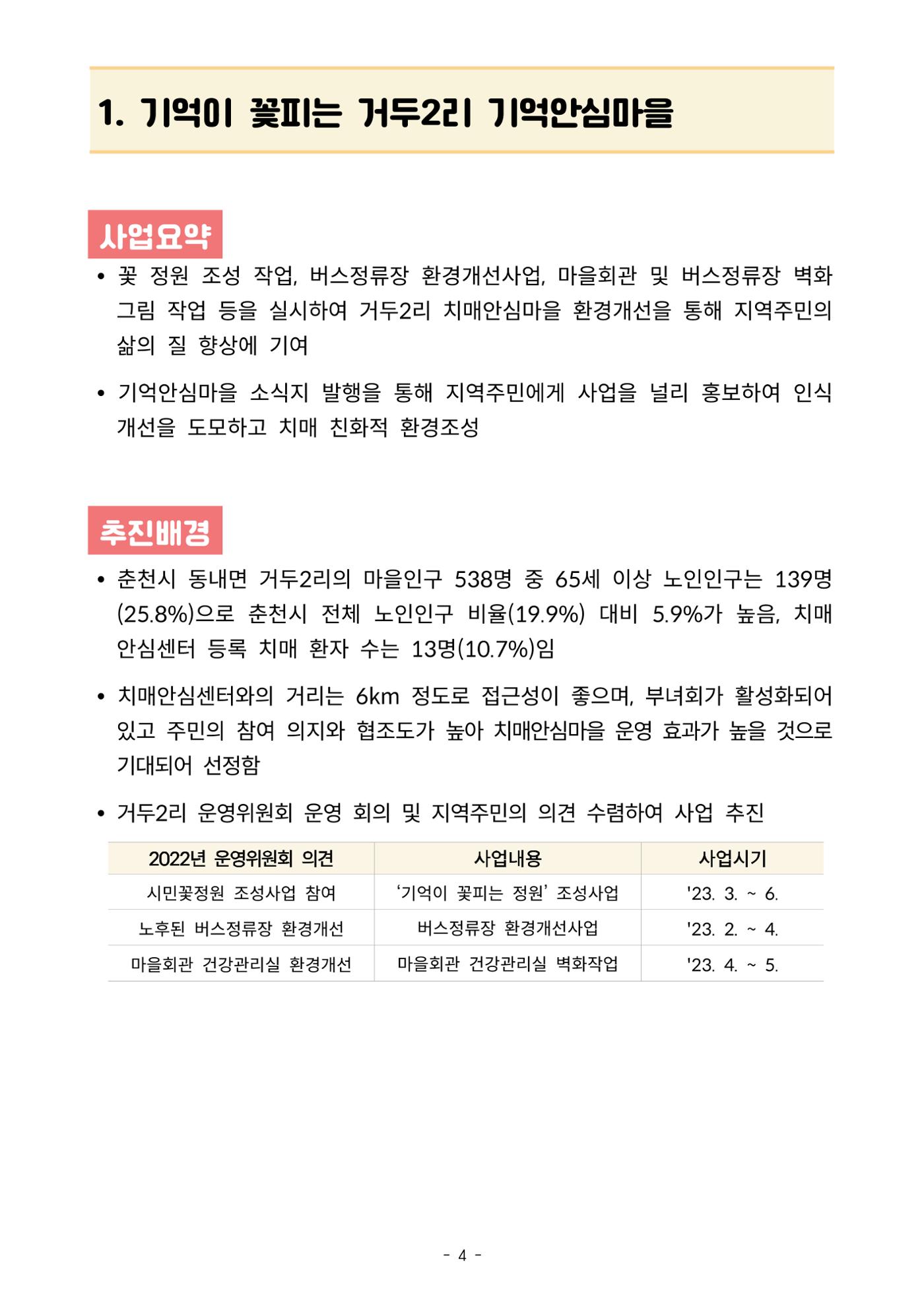 2023년 강원특별자치도 치매안심마을 사례집 4페이지