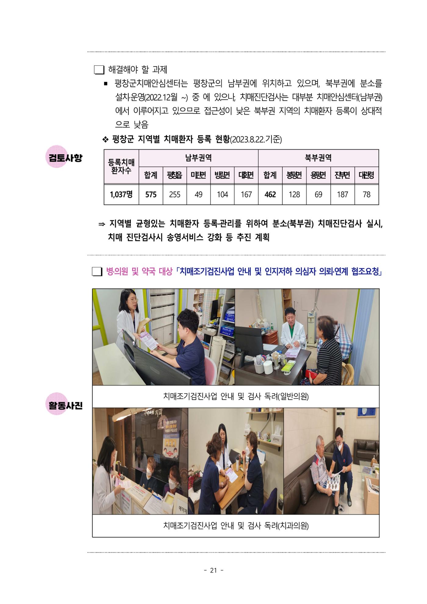2023년 강원특별자치도 치매안심센터 민관협력사업 우수사례집 21페이지