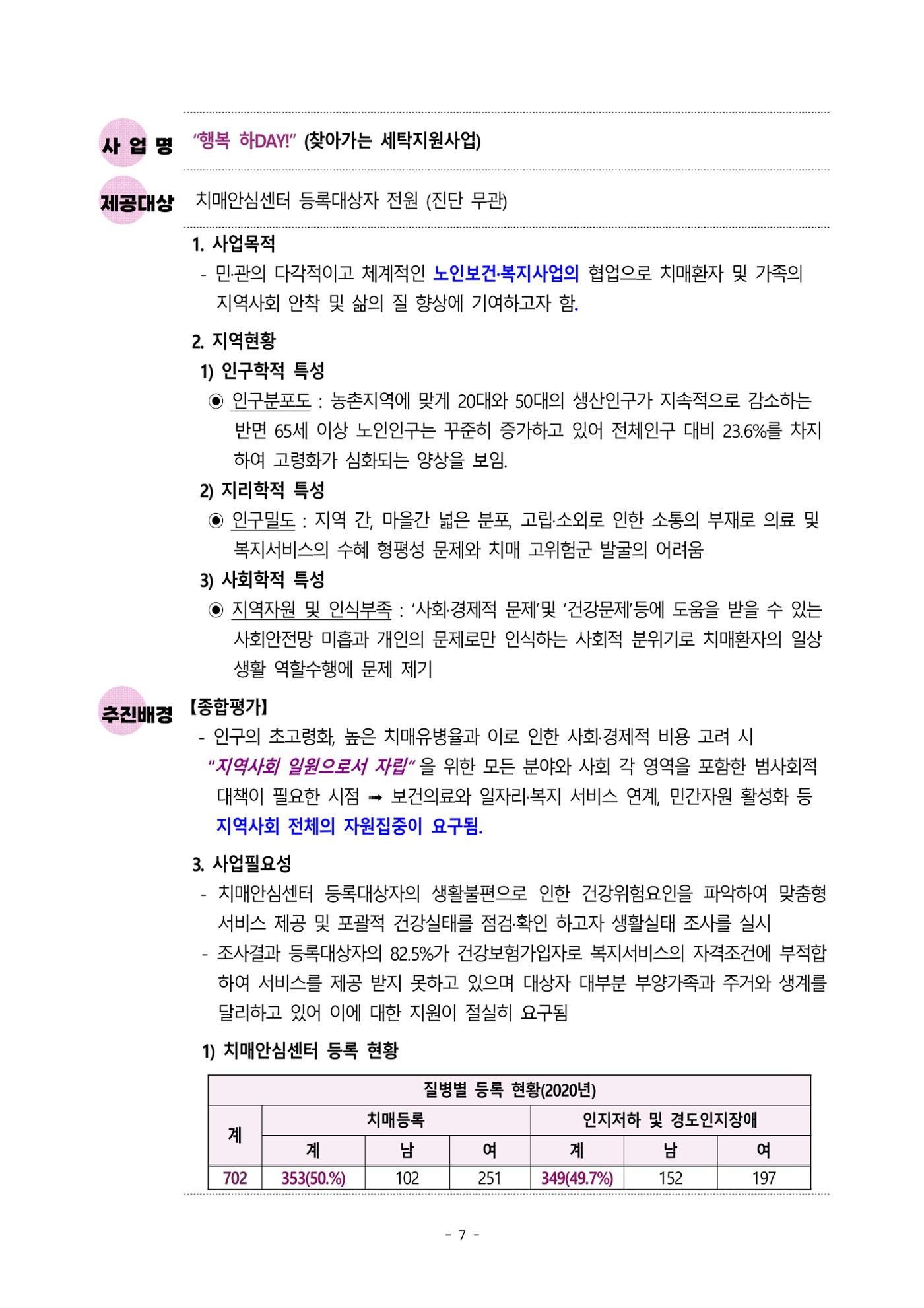 2023년 강원특별자치도 치매안심센터 민관협력사업 우수사례집 7페이지