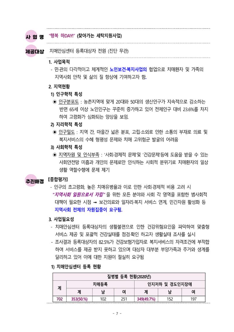 2023년 강원특별자치도 치매안심센터 민관협력사업 우수사례집 7페이지