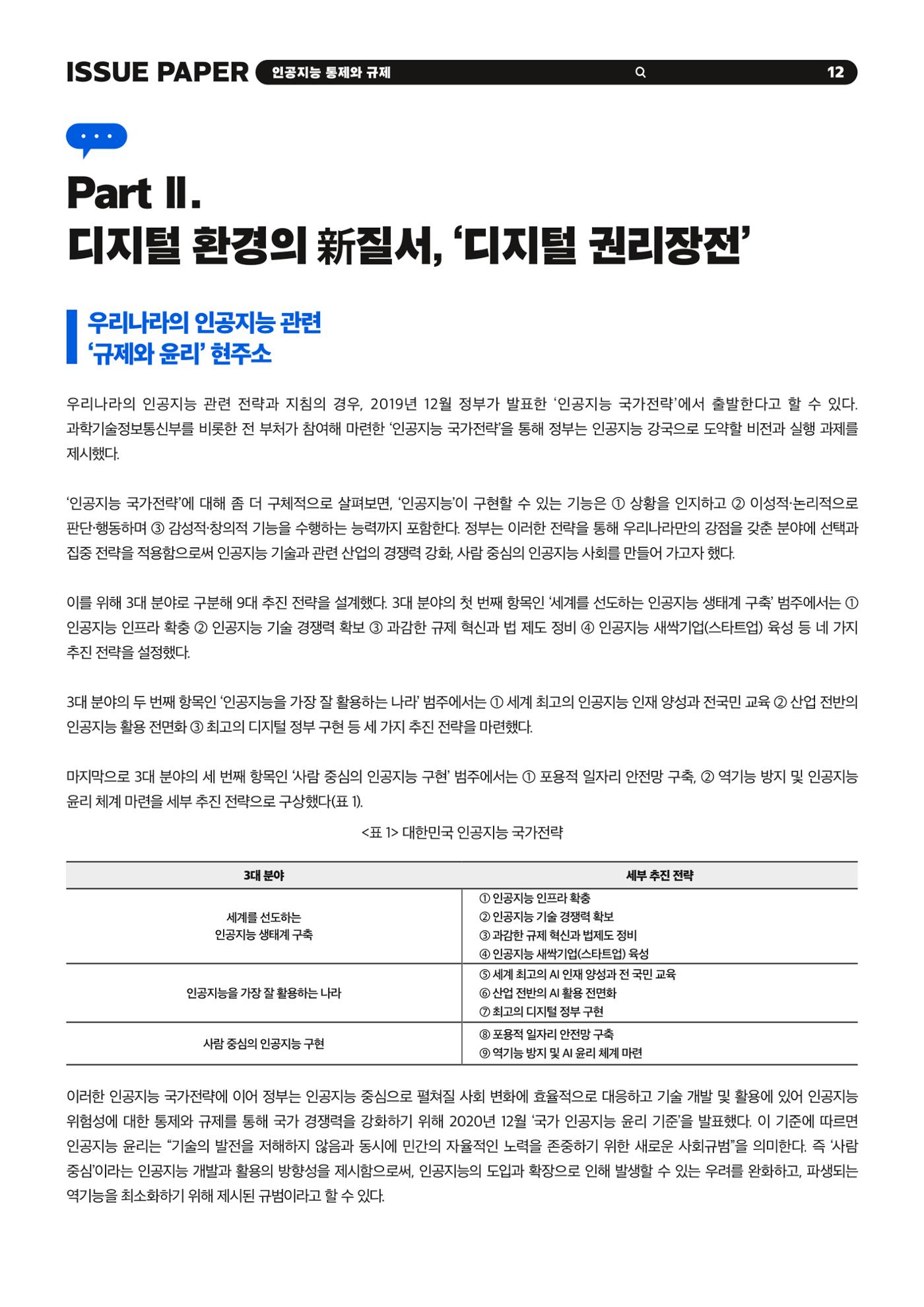 이슈페이퍼 2023-5호 - 인공지능 통제의 현주소와 디지털 권리장전 12p