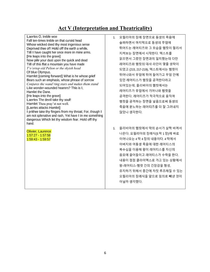 Hamlet: In Class Exercises 6페이지