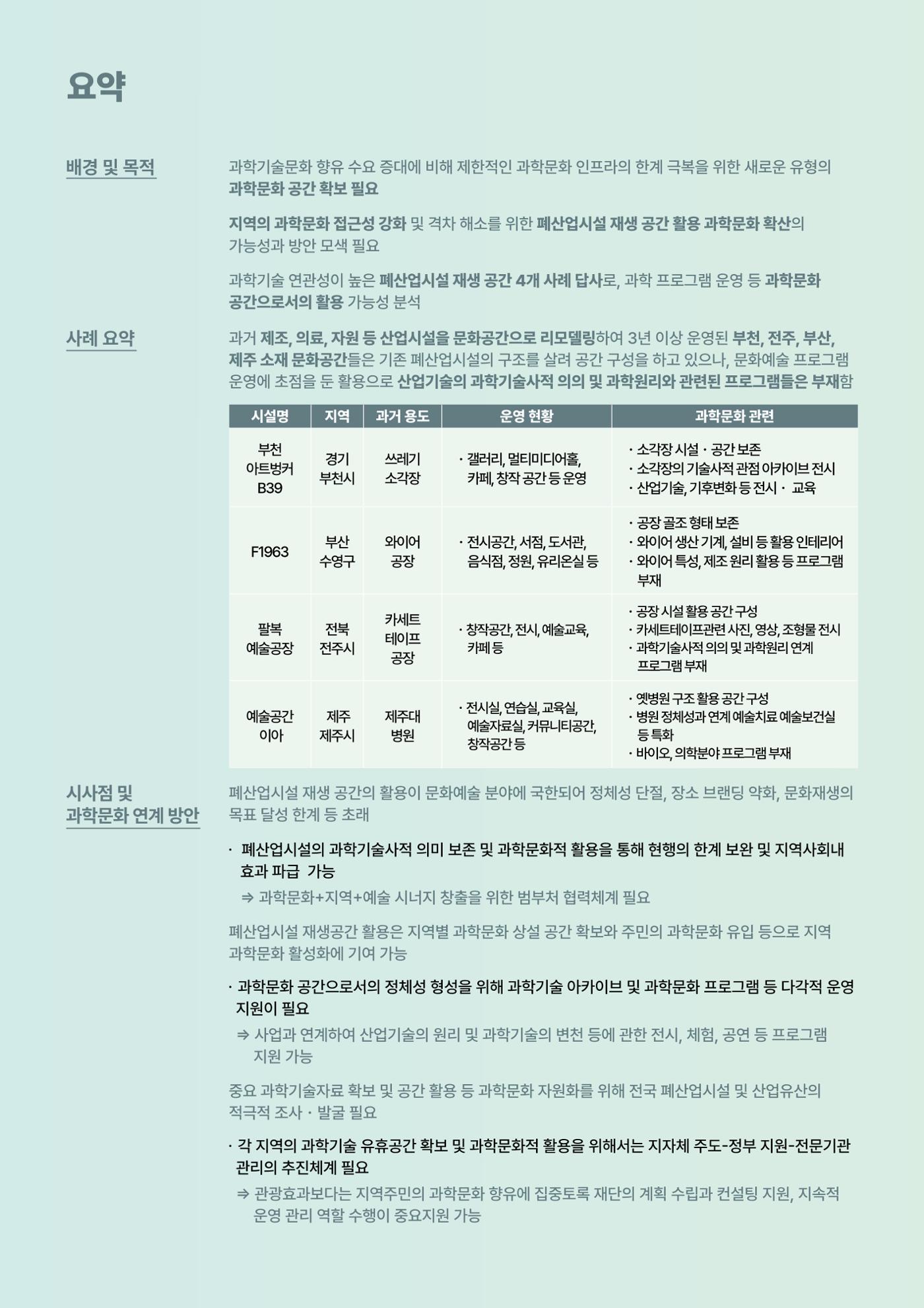 코팩포커스_유휴시설 재생 문화공간 사례 및 과학문화 연계 방안 2페이지
