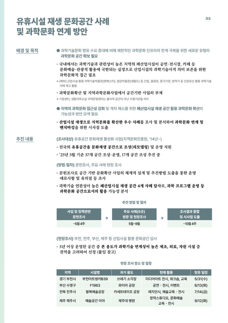 코팩포커스_유휴시설 재생 문화공간 사례 및 과학문화 연계 방안 3페이지