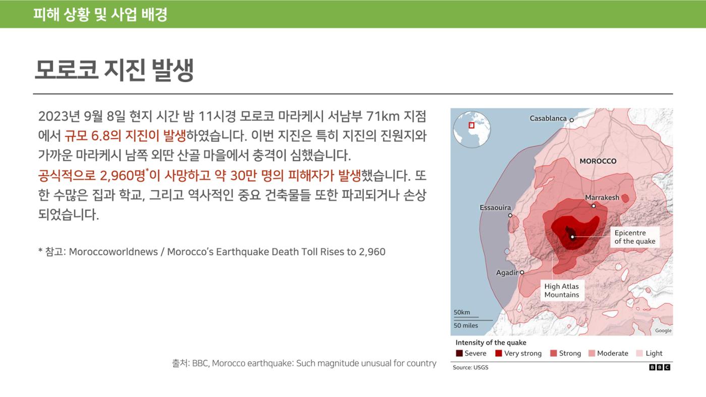 써빙프렌즈] 2023 모로코 긴급구호 보고서 4페이지